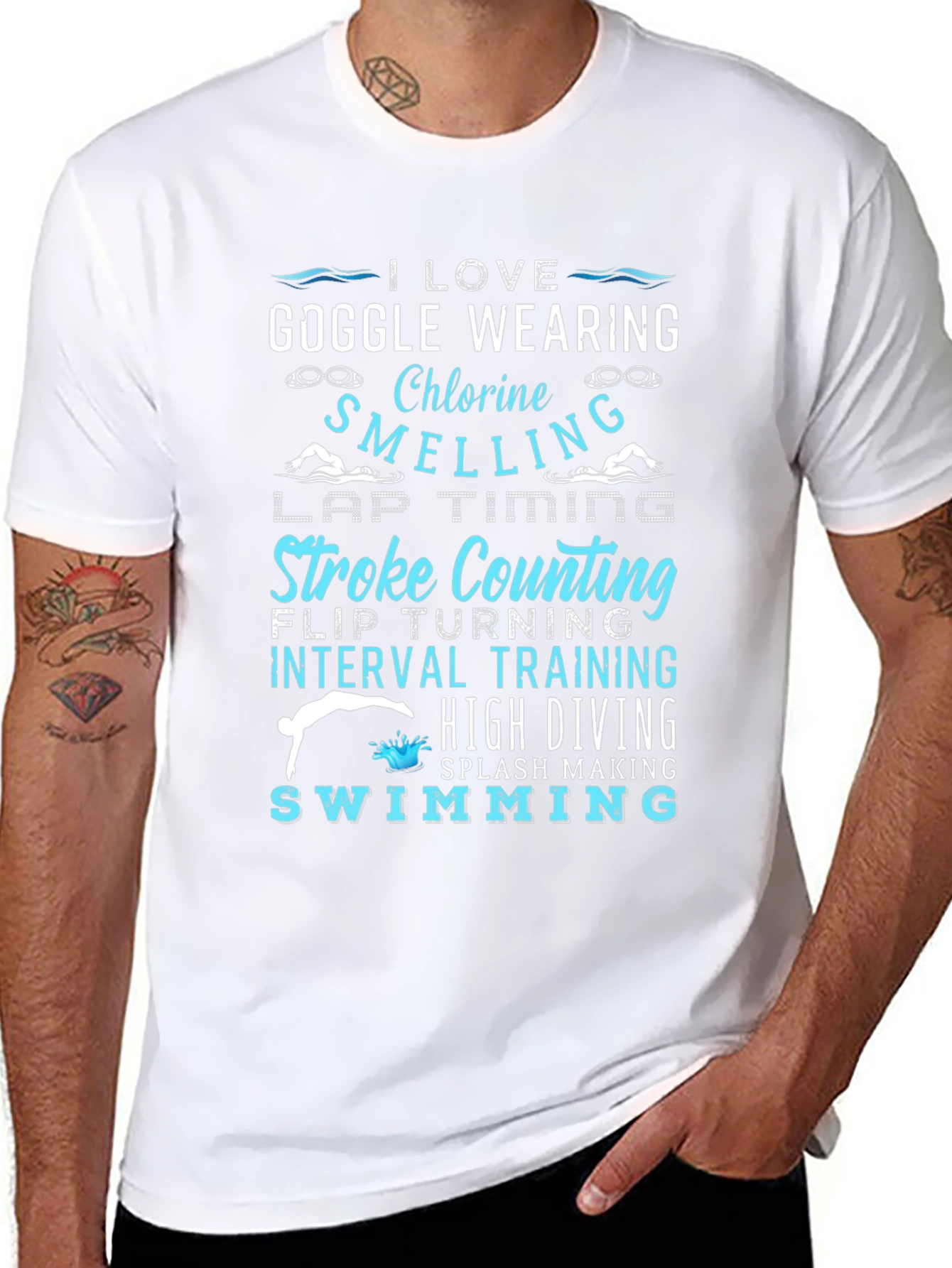 I Love Swimming Black T-Shirt
