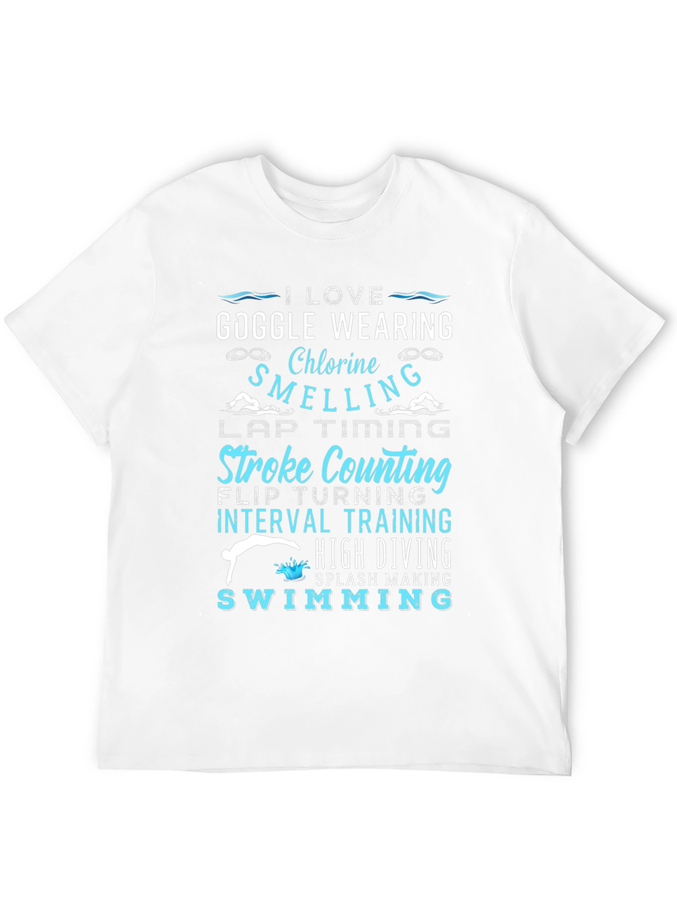 I Love Swimming Black T-Shirt