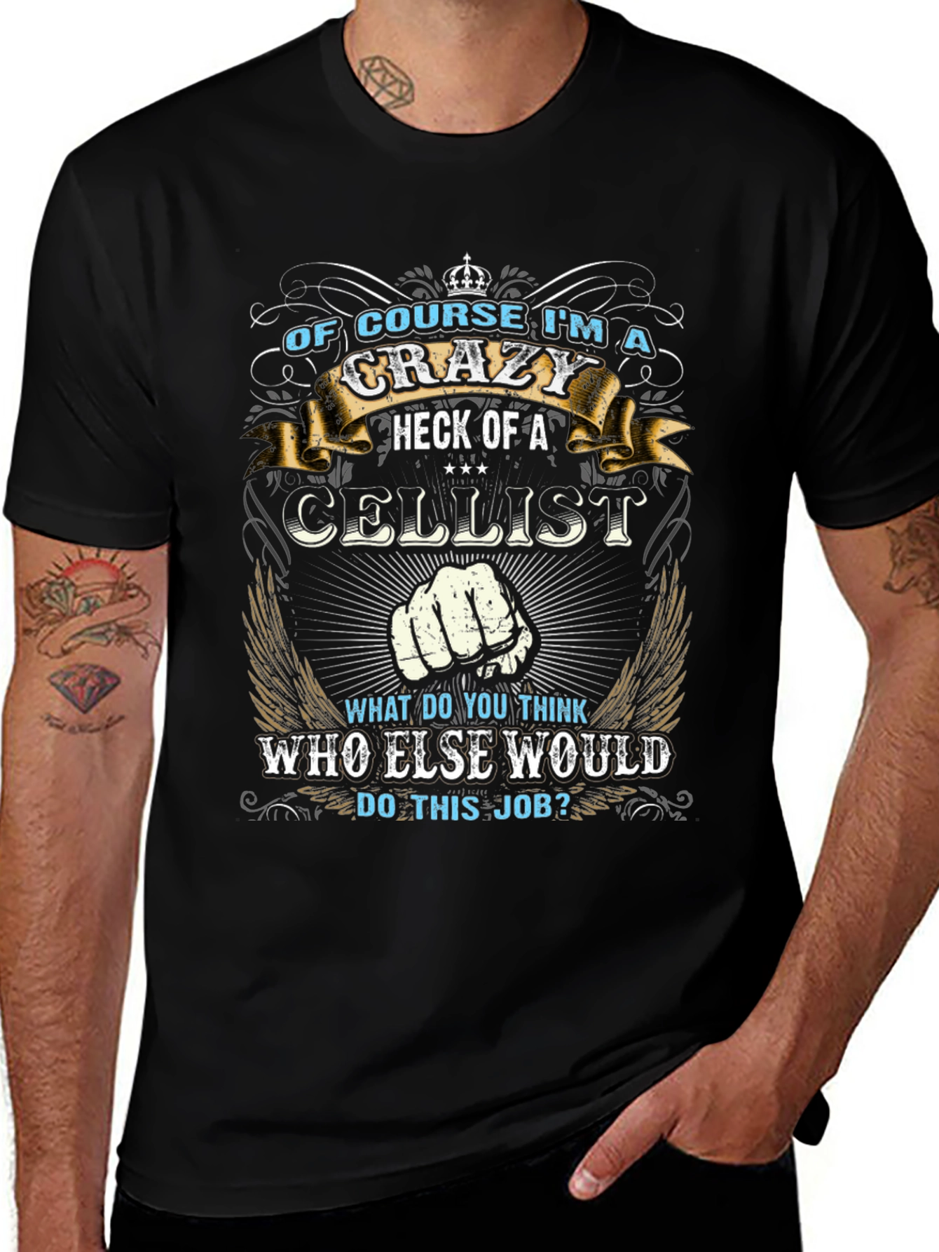 Crazy Cellist T-Shirt: Music Lovers Apparel