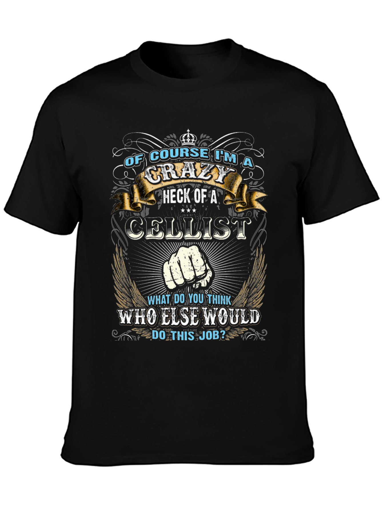 Crazy Cellist T-Shirt: Music Lovers Apparel
