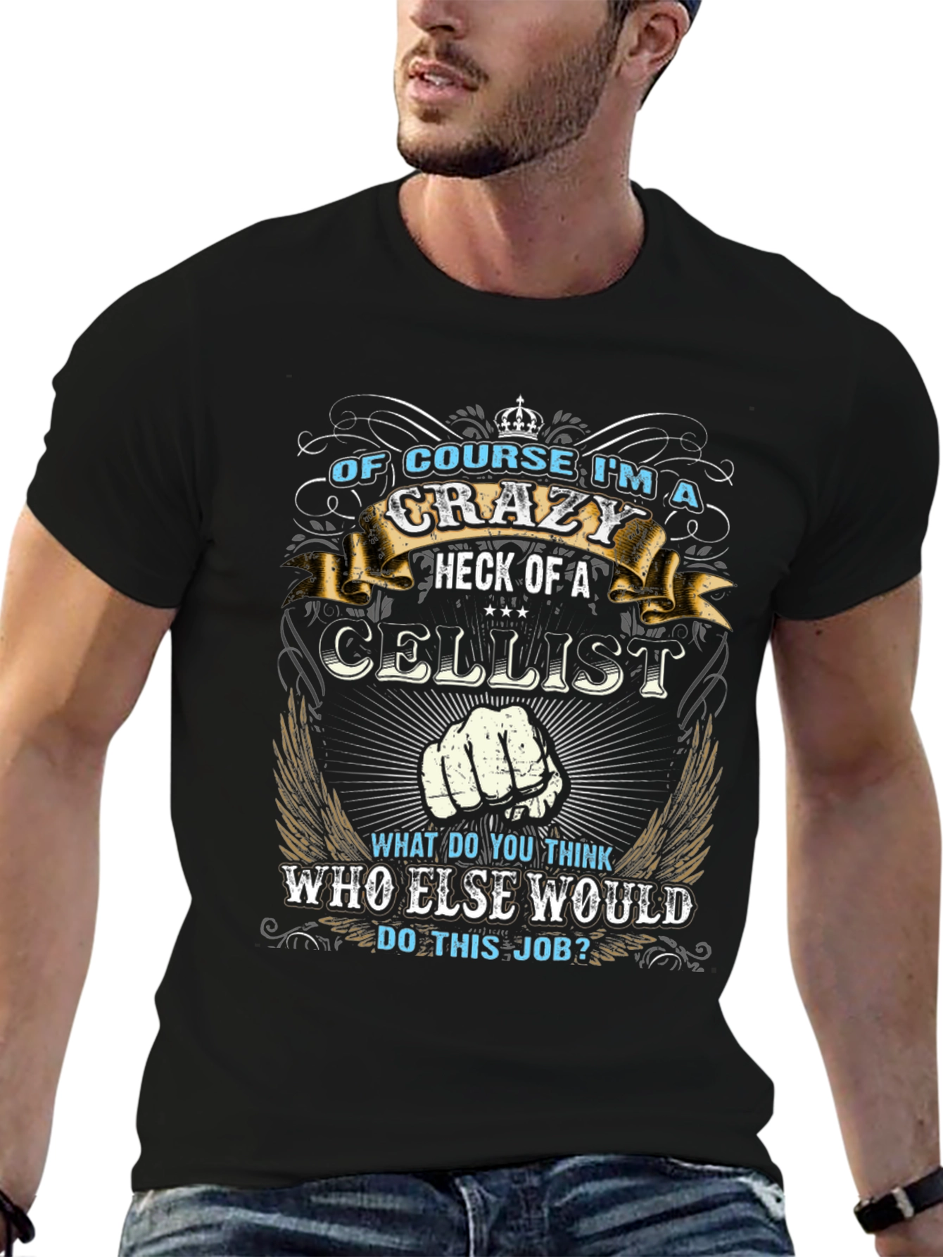 Crazy Cellist T-Shirt: Music Lovers Apparel