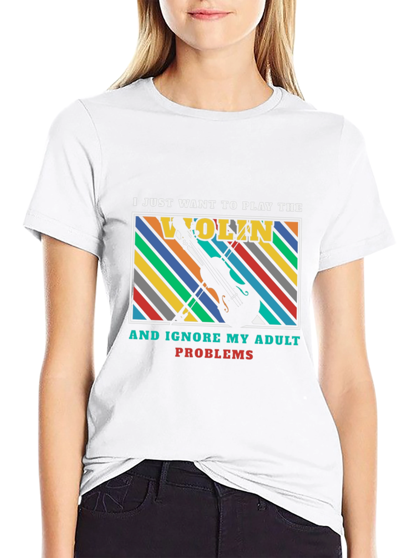 Play the Violin Adult Problems Graphic T-Shirt