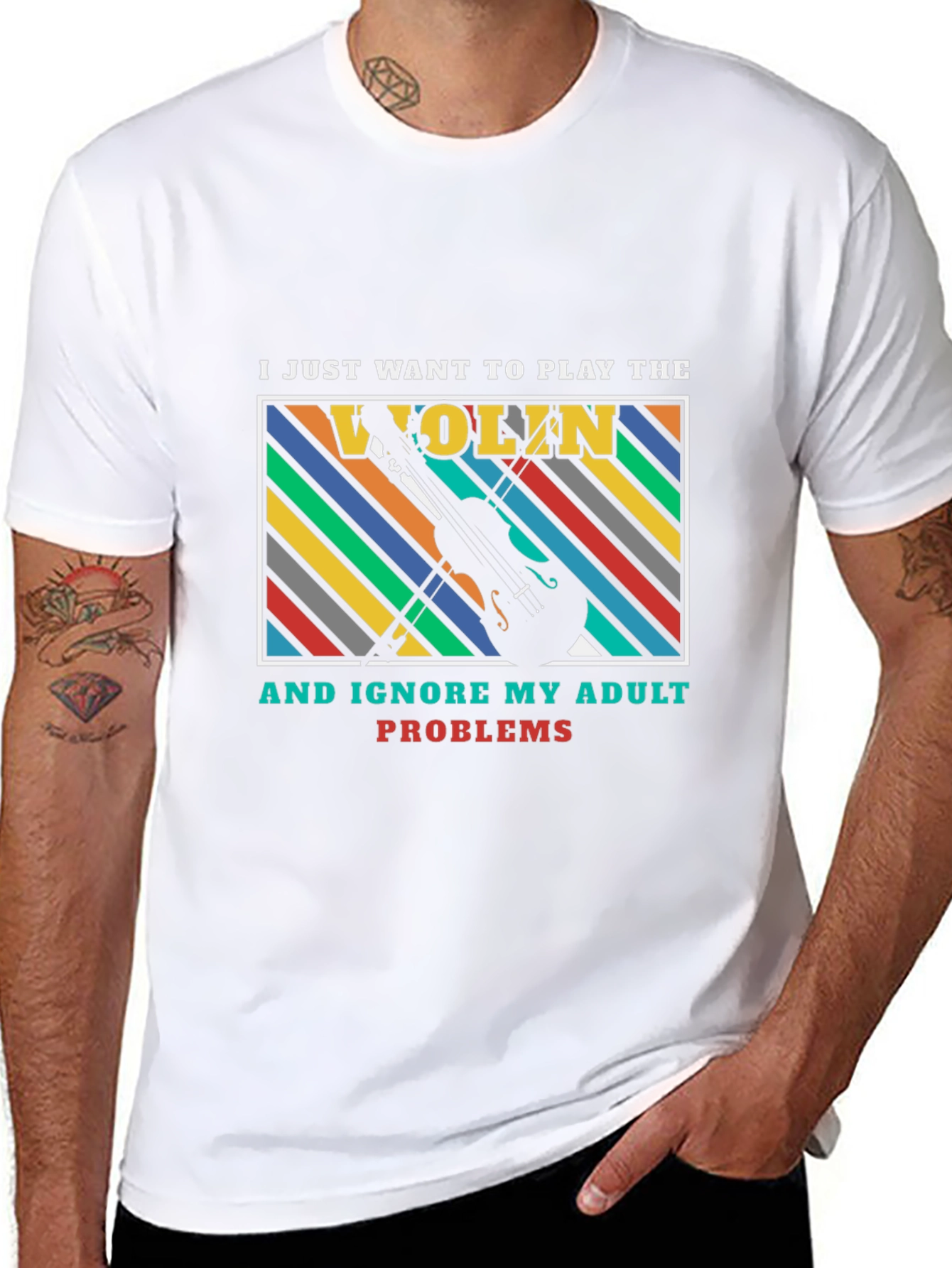Play the Violin Adult Problems Graphic T-Shirt