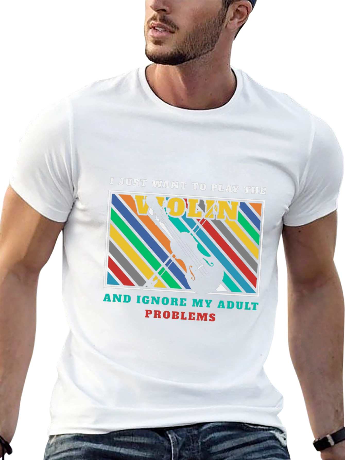 Play the Violin Adult Problems Graphic T-Shirt