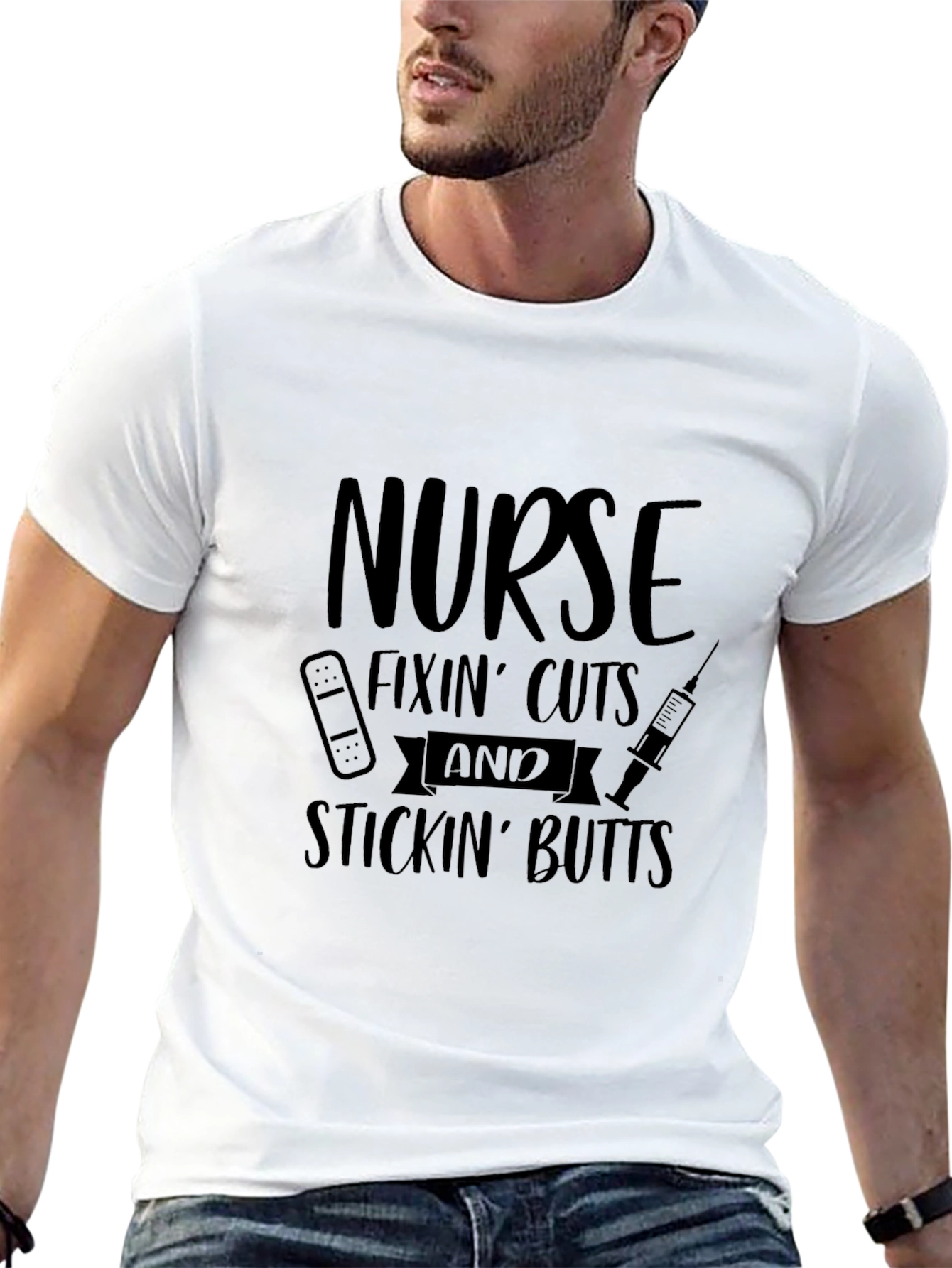 Nurse Fixin Cuts & Stickin Butts Black T-Shirt