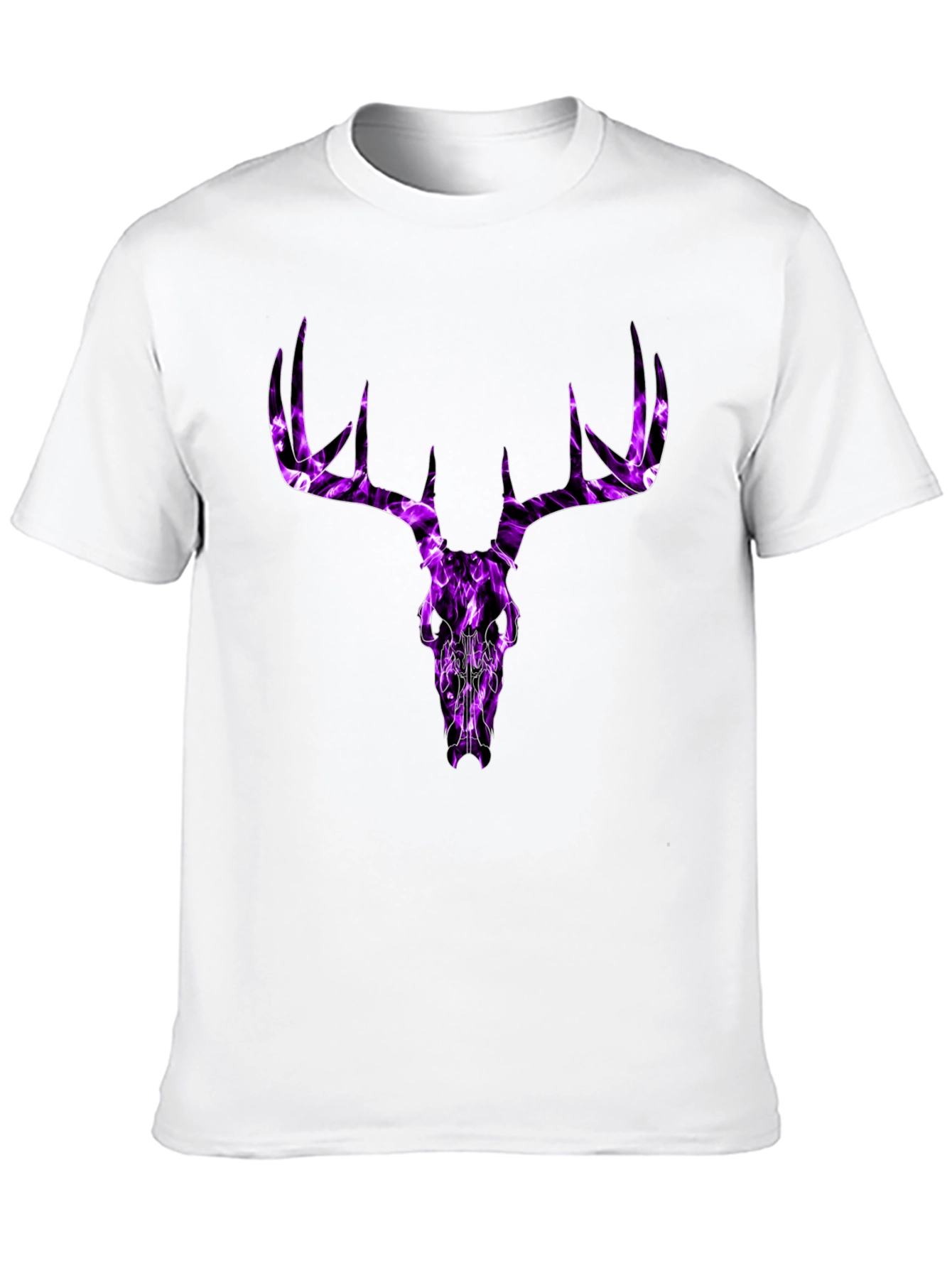 Mens Black T-Shirt with Purple Deer Skull