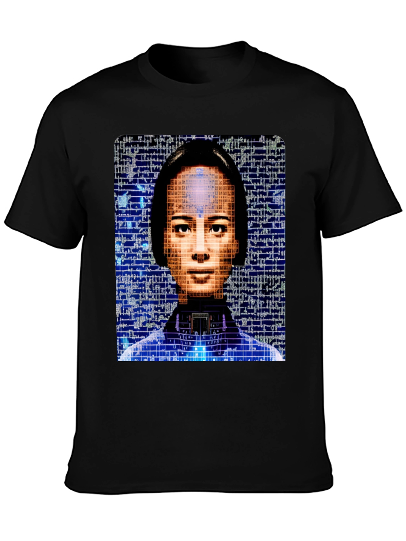 AI Portrait Black T-Shirt