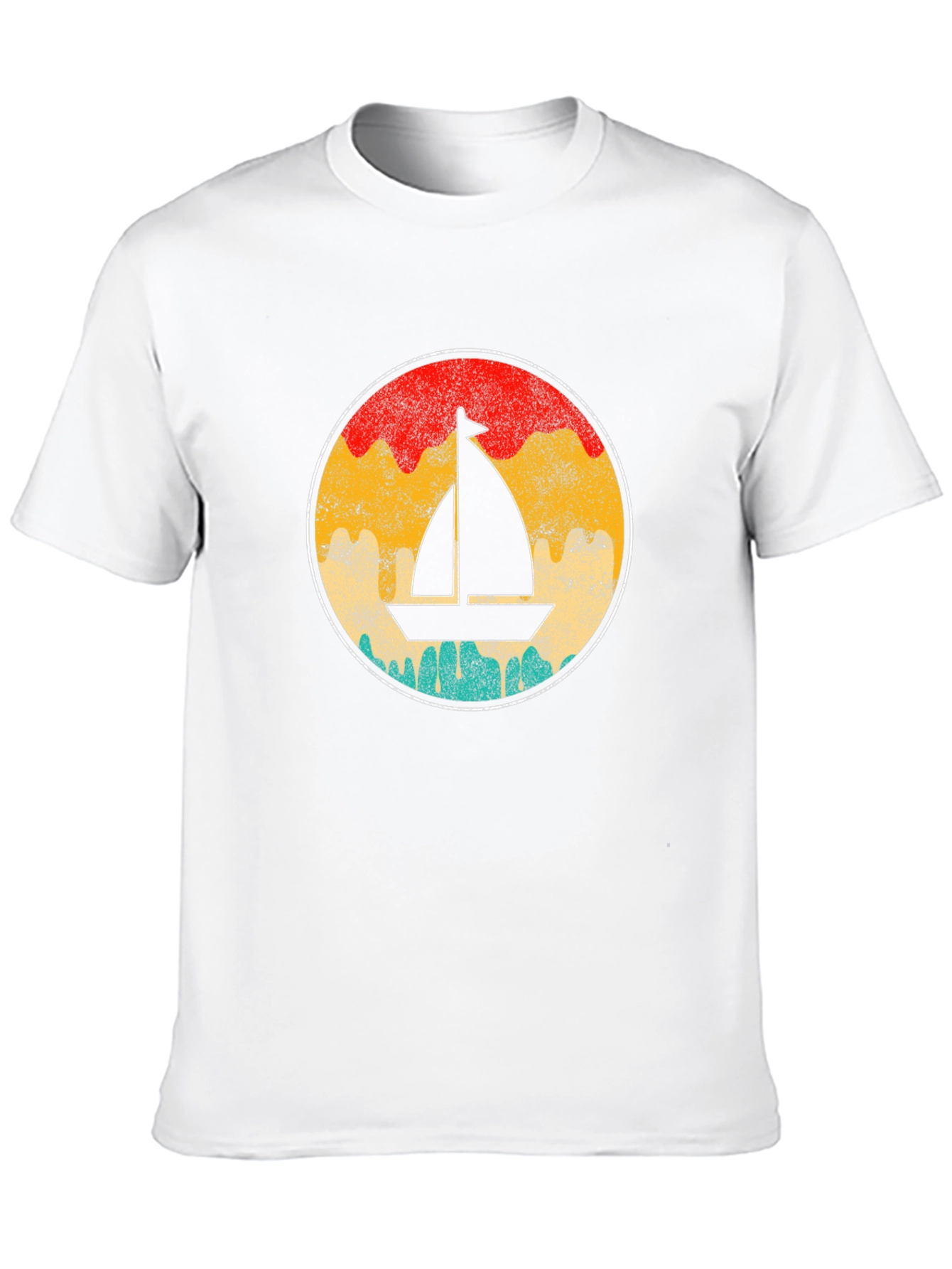 Retro Sailboat Graphic Tee - Black Cotton T-Shirt