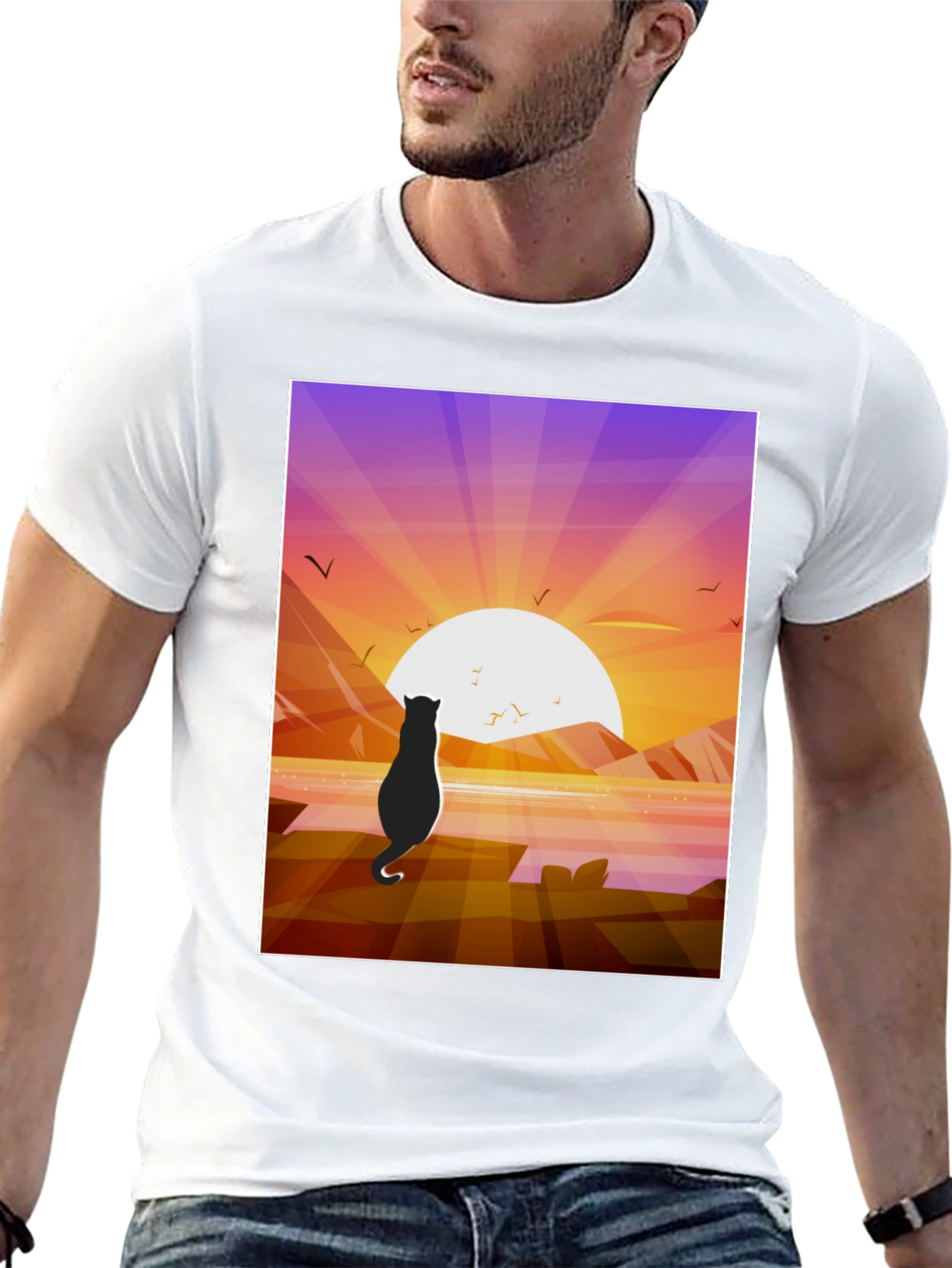 Cat Silhouette Sunset T-Shirt