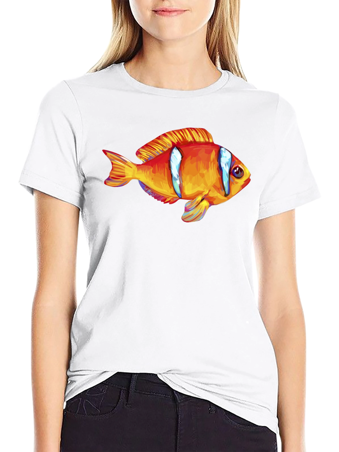Clown Fish Graphic T-Shirt - Black Cotton Blend