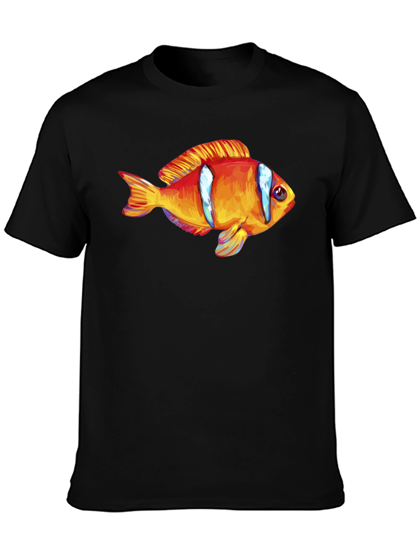 Clown Fish Graphic T-Shirt - Black Cotton Blend