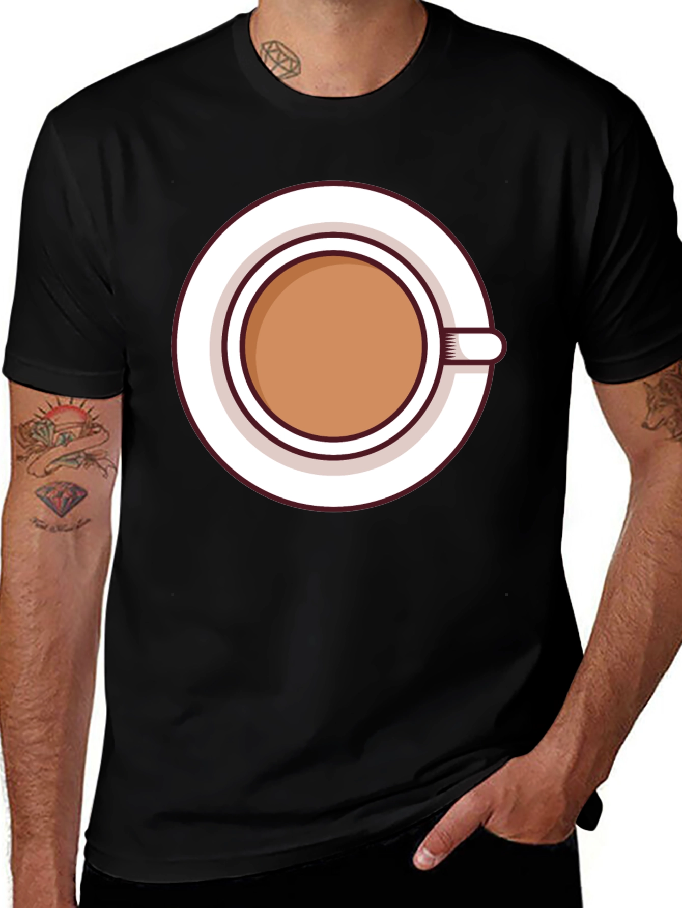 Coffee Cup Graphic Tee - Casual Black T-Shirt