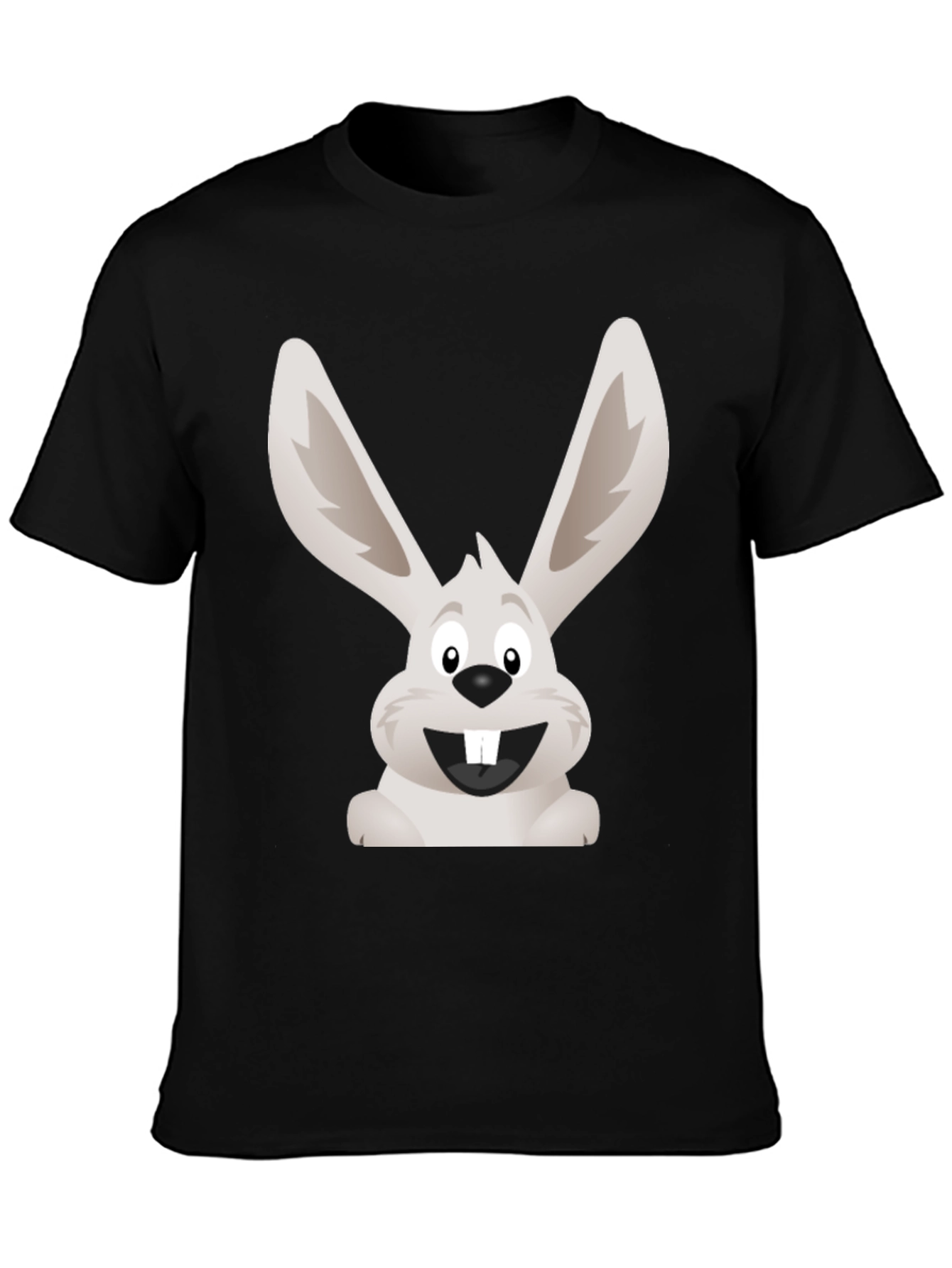 Funny Bunny Graphic Tee - Black Cotton T-Shirt