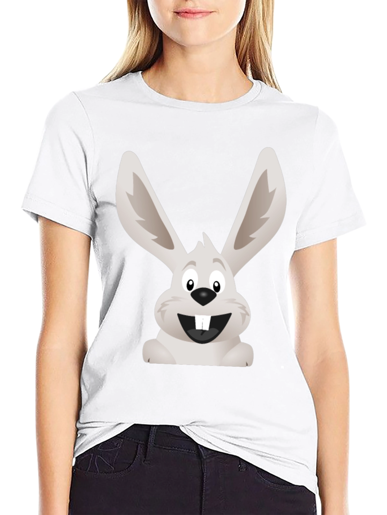 Funny Bunny Graphic Tee - Black Cotton T-Shirt