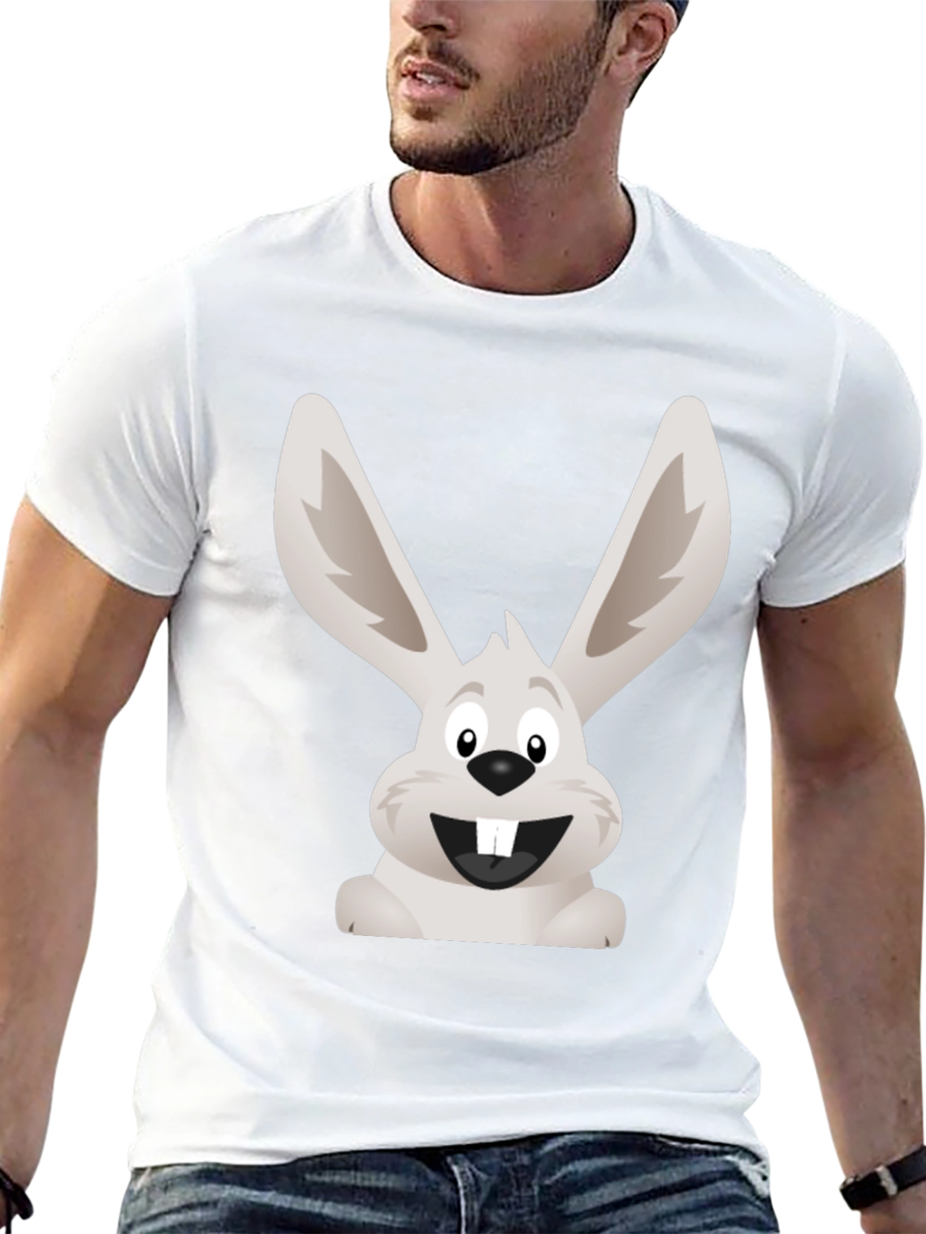 Funny Bunny Graphic Tee - Black Cotton T-Shirt