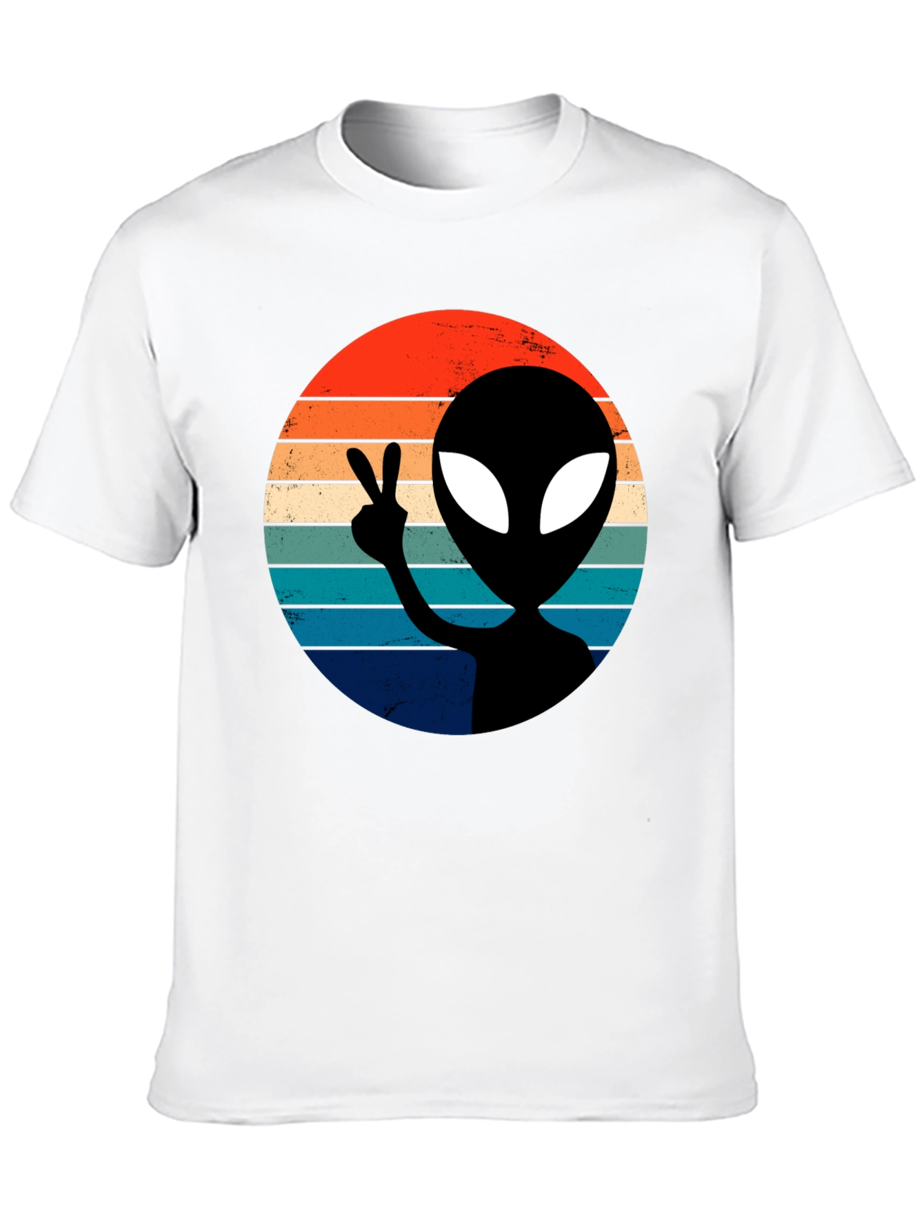 Retro Alien Peace T-Shirt - Black