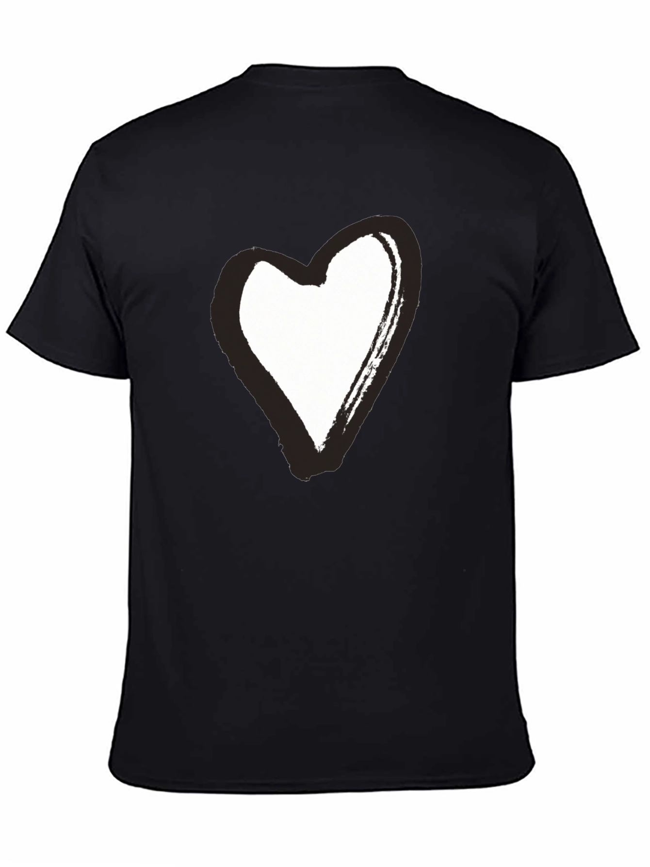 Black T-Shirt with Brushstroke Heart Graphic