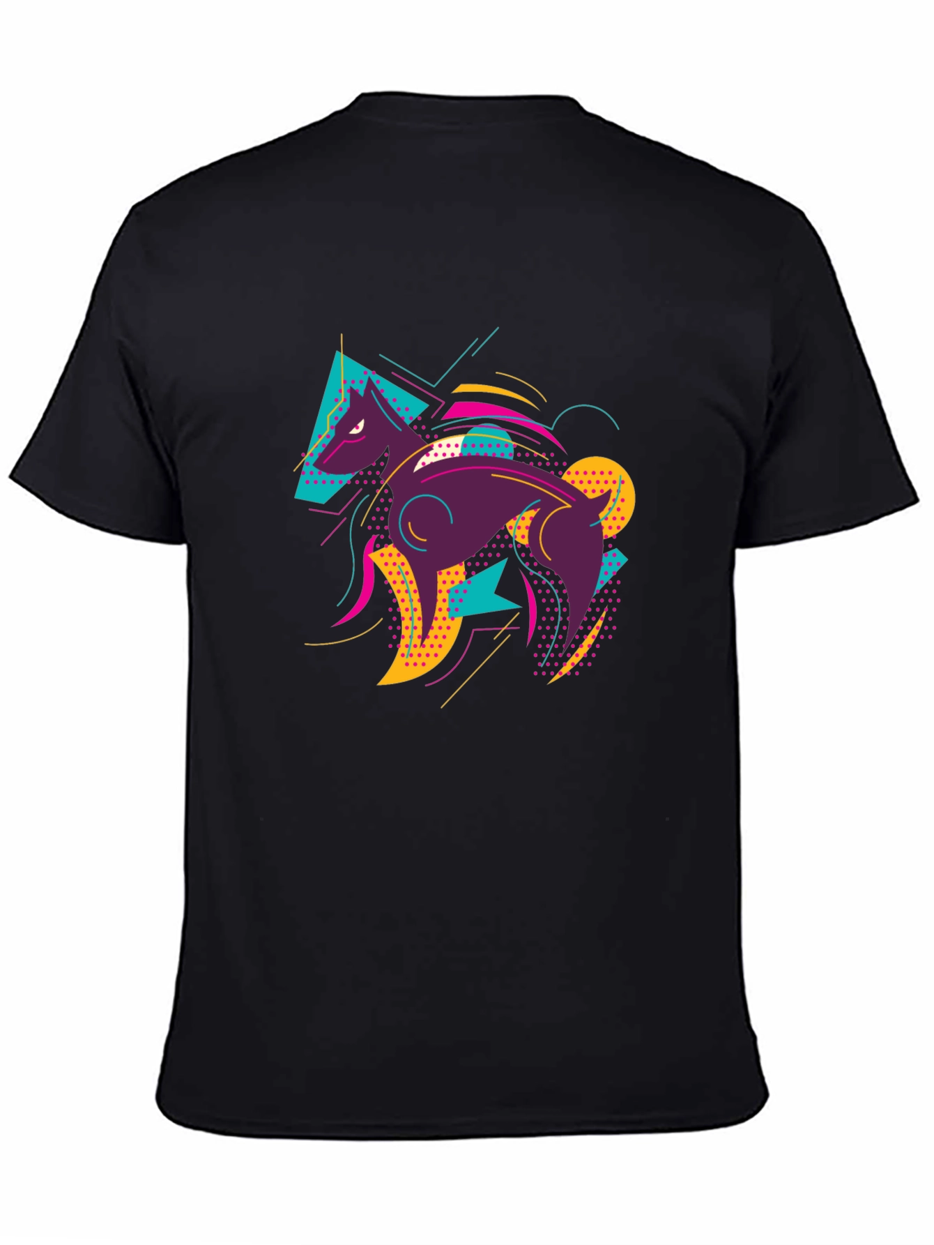 Abstract Wolf Graphic Tee - Mens Black T-Shirt