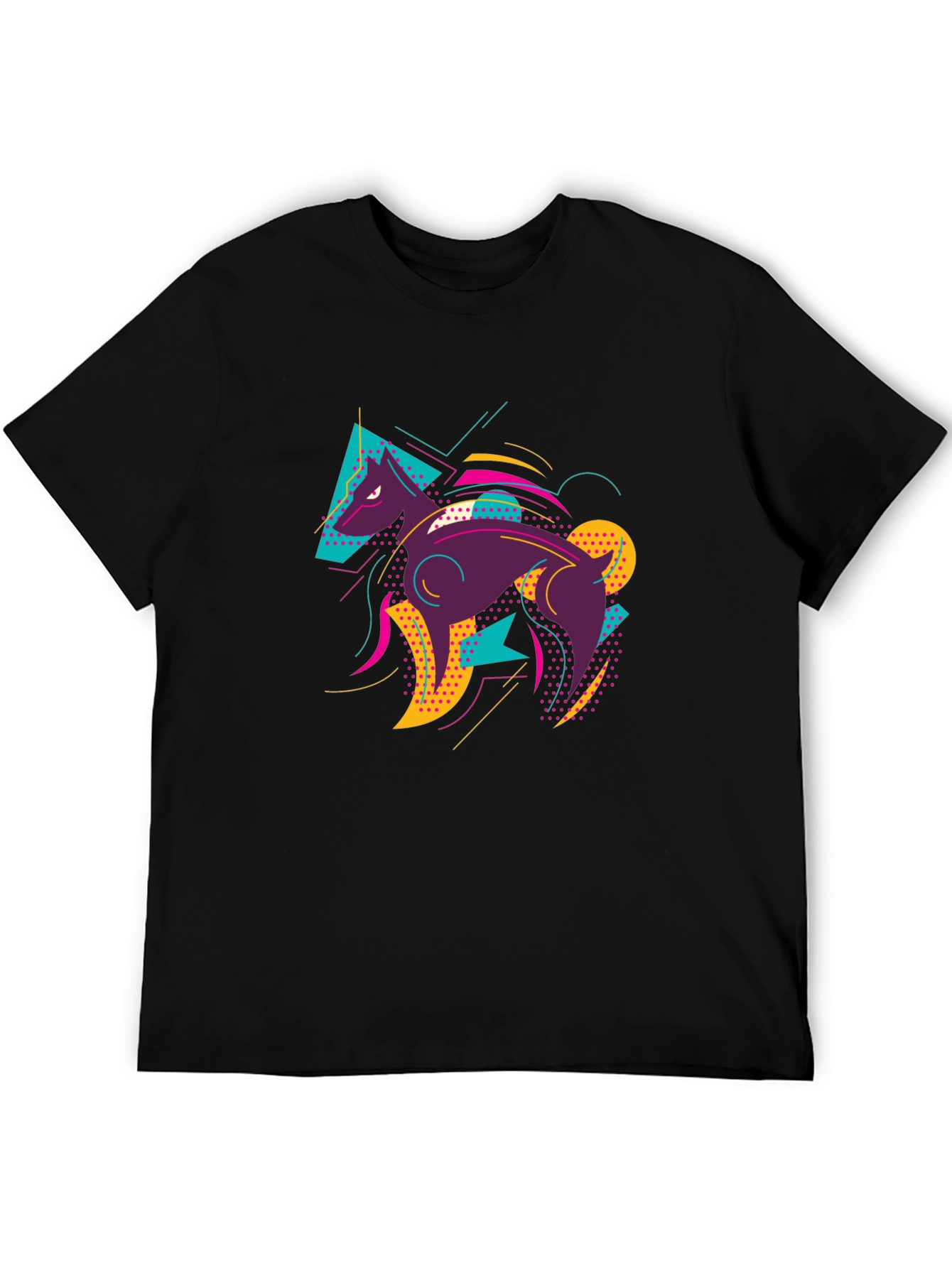 Abstract Wolf Graphic Tee - Mens Black T-Shirt
