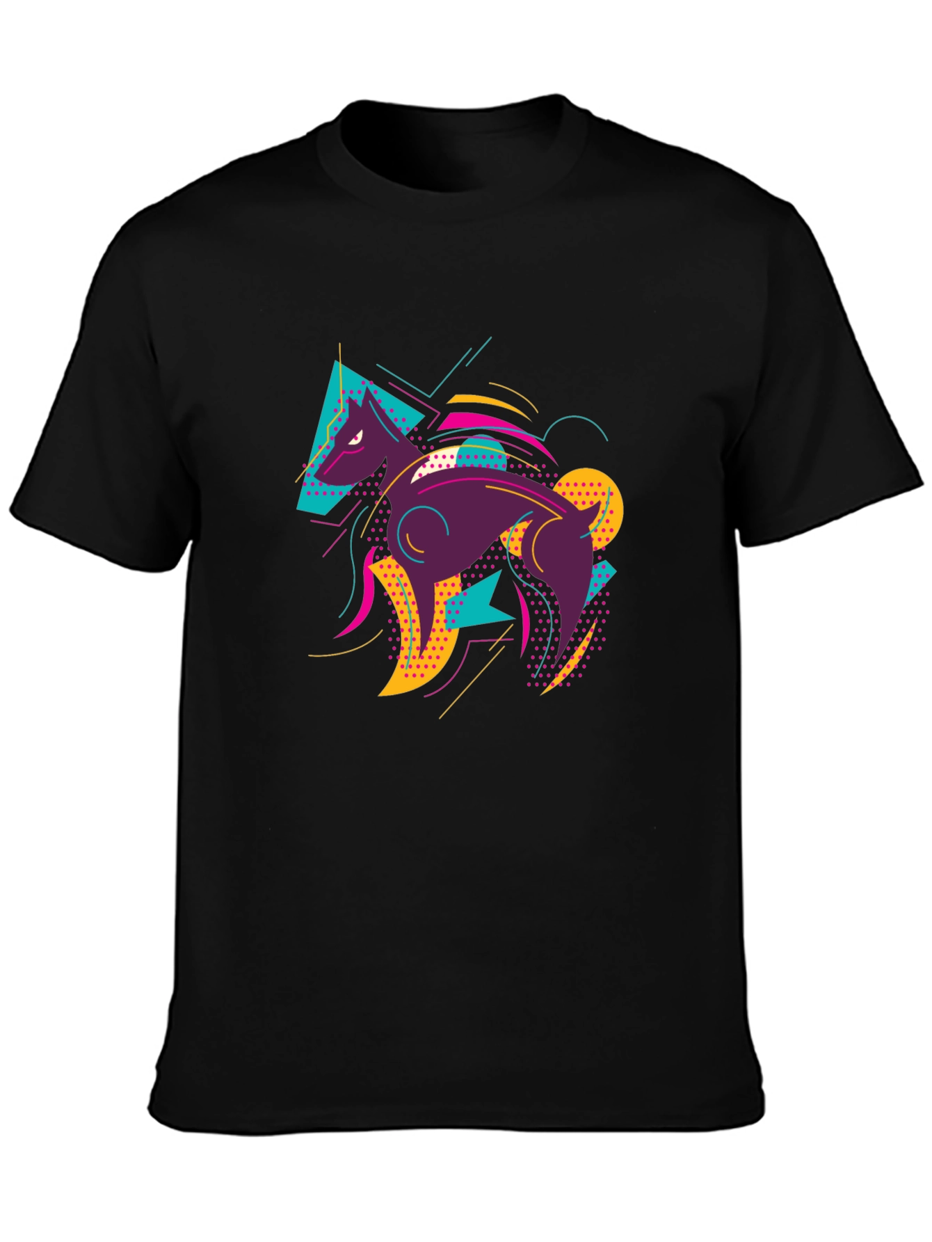 Abstract Wolf Graphic Tee - Mens Black T-Shirt