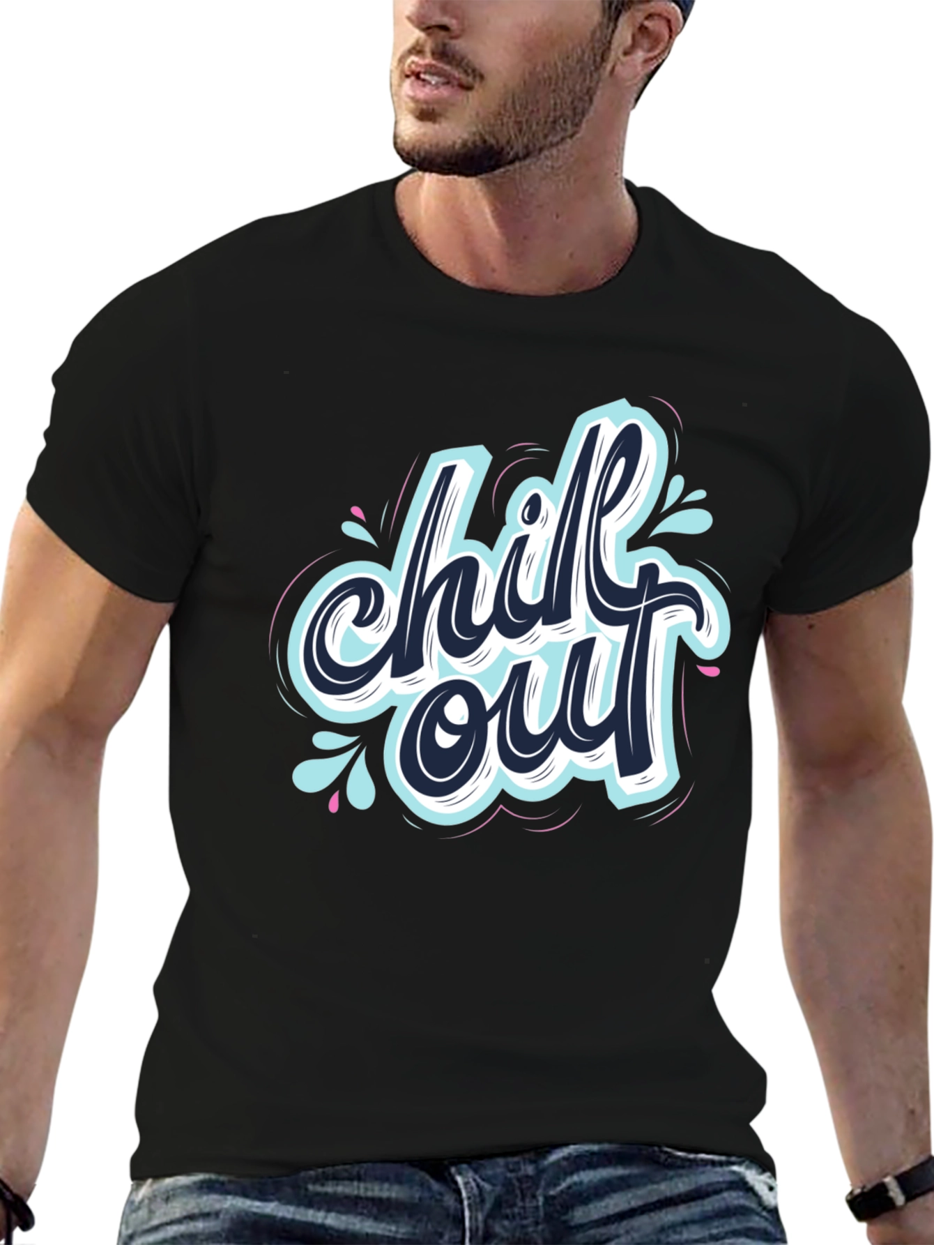 Chill Out Graphic Black T-Shirt