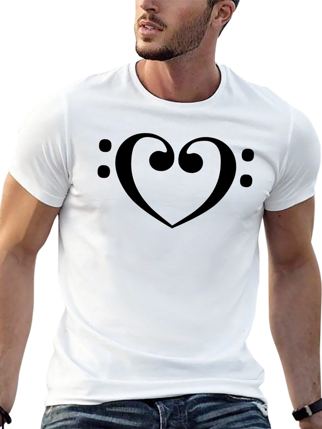 Bass Clef Heart Graphic T-Shirt