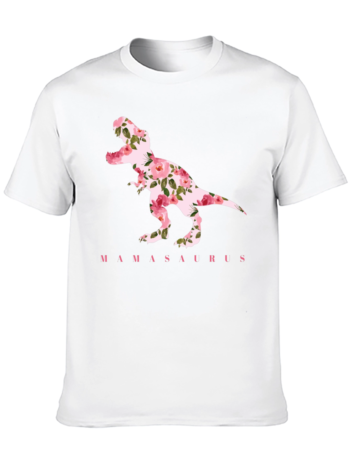 Mamasaurus Floral Dinosaur Graphic T-Shirt