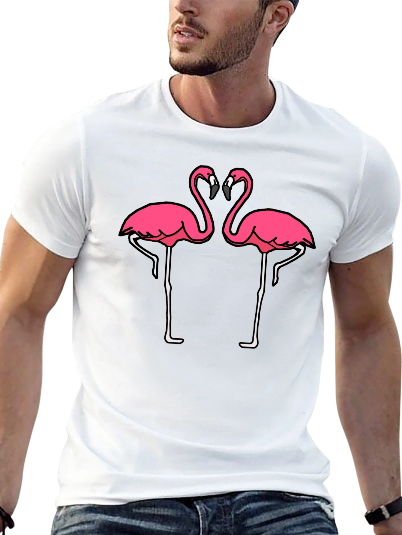 Black T-Shirt with Pink Flamingo Graphic