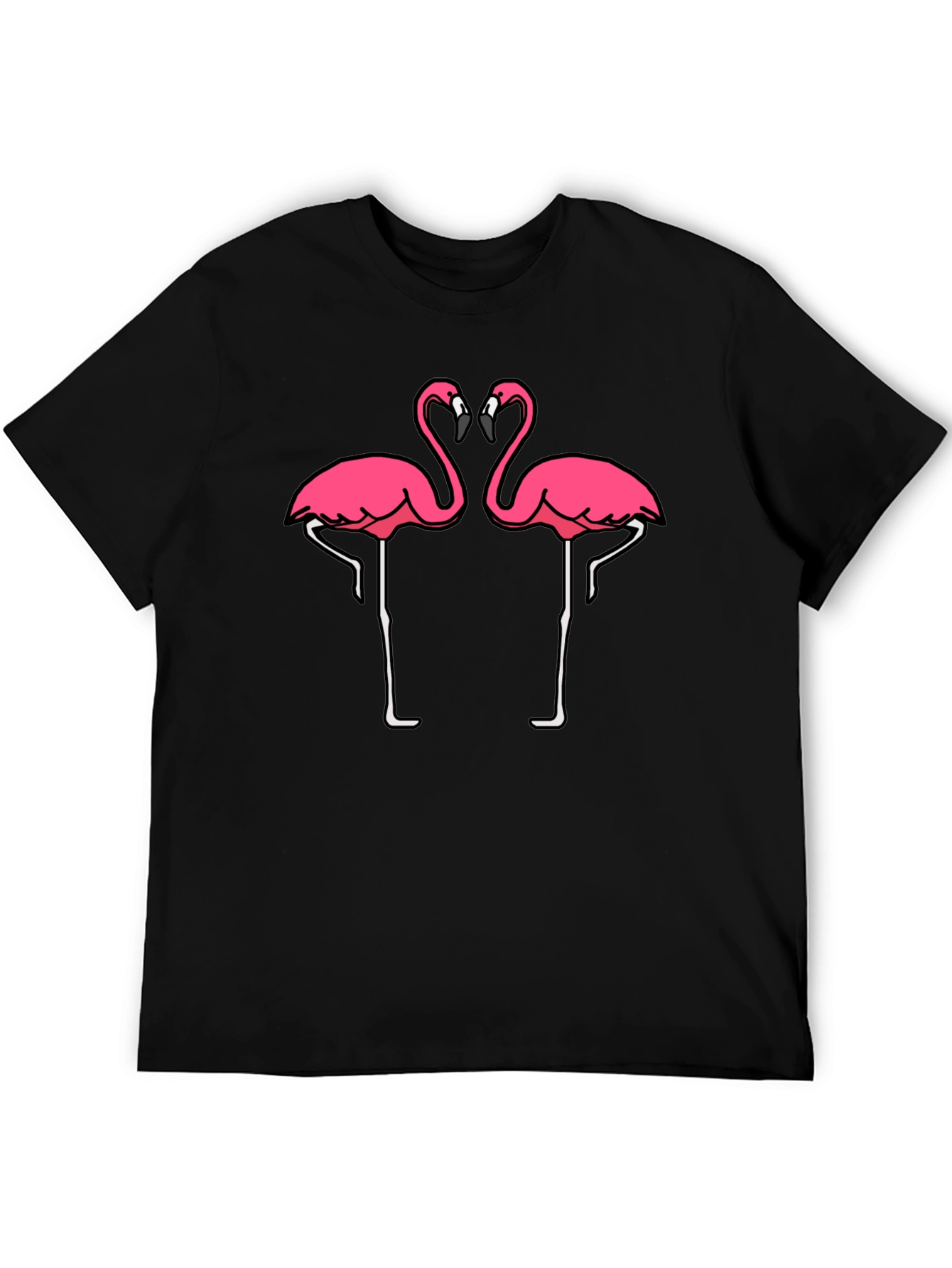 Black T-Shirt with Pink Flamingo Graphic