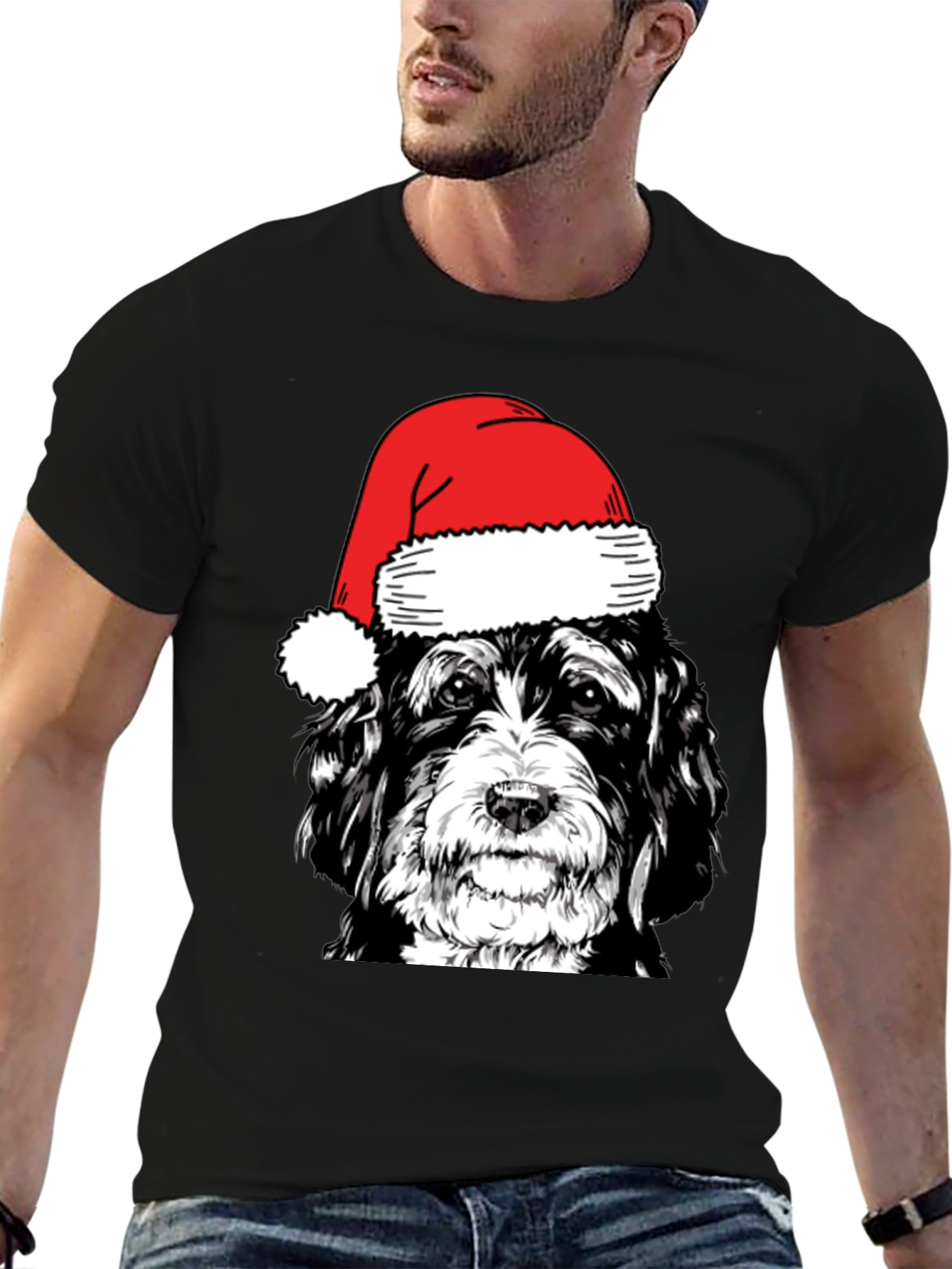 Festive Dog Santa Hat T-Shirt