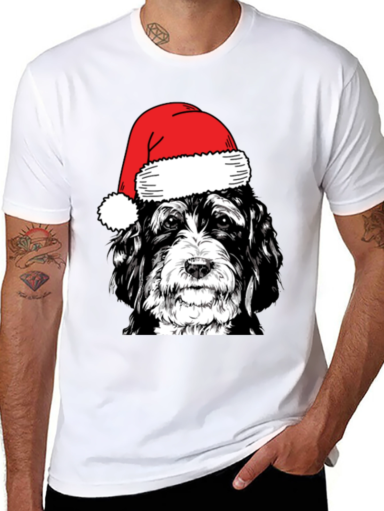 Festive Dog Santa Hat T-Shirt