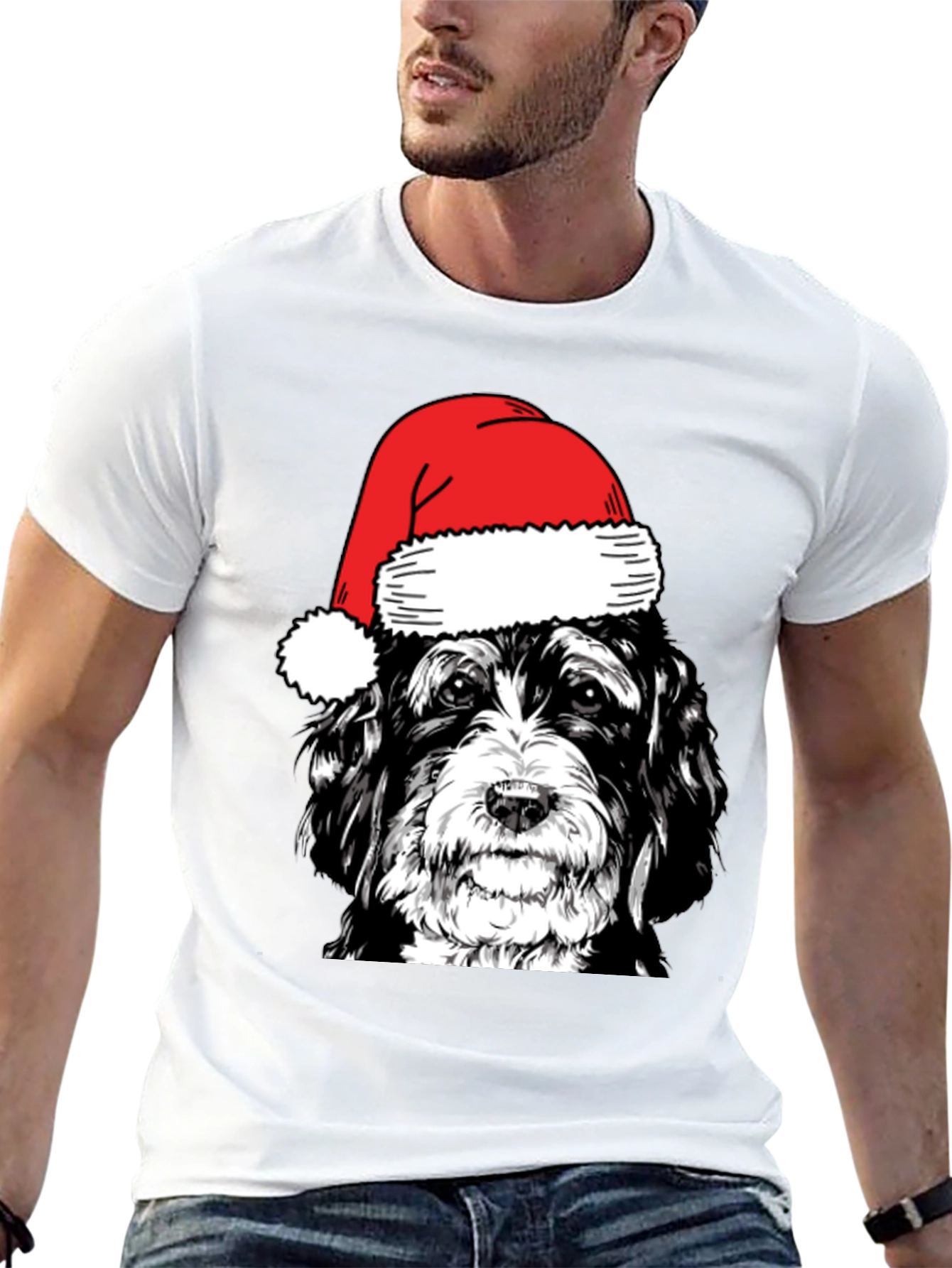 Festive Dog Santa Hat T-Shirt