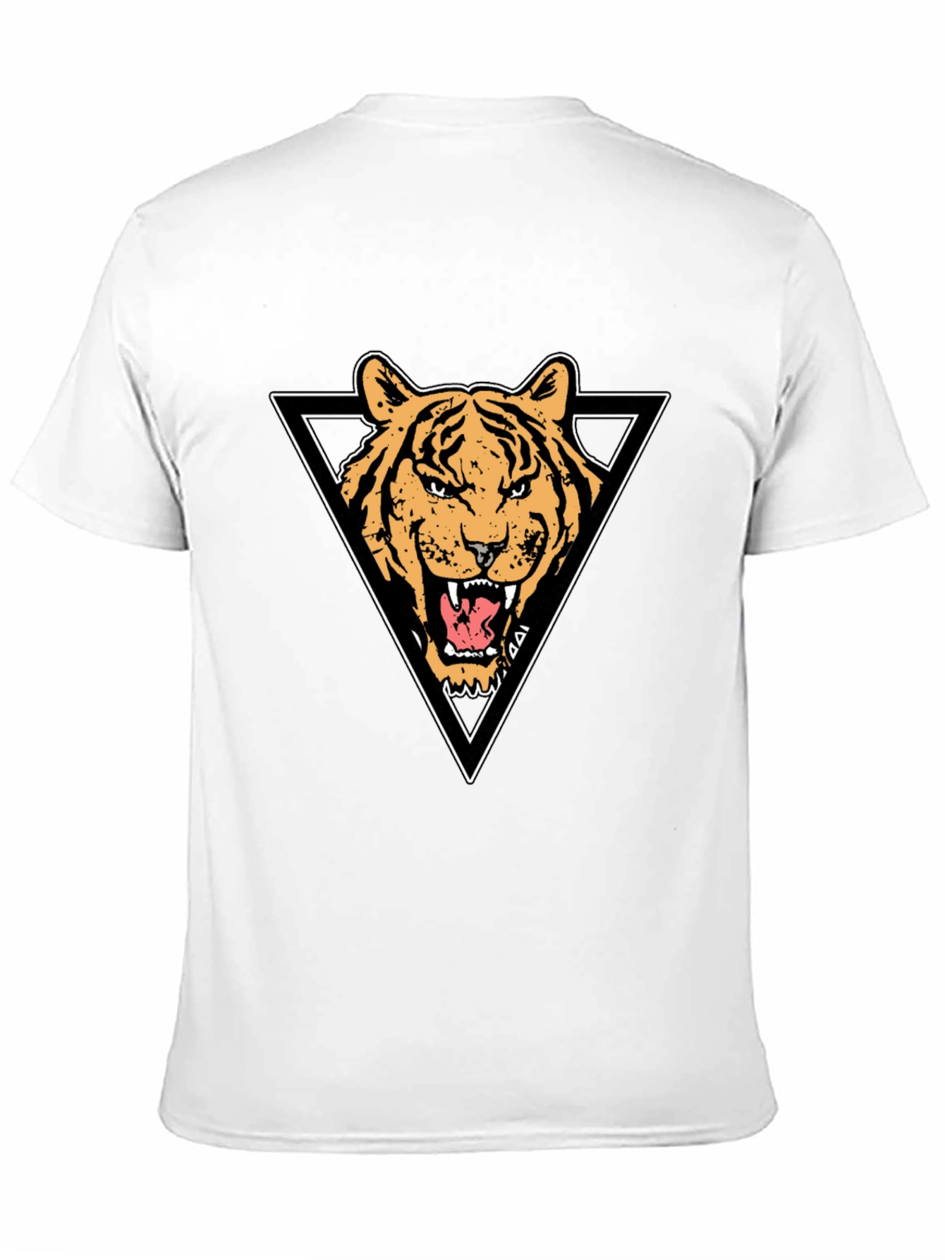 Tiger Triangle Graphic Print Black T-Shirt