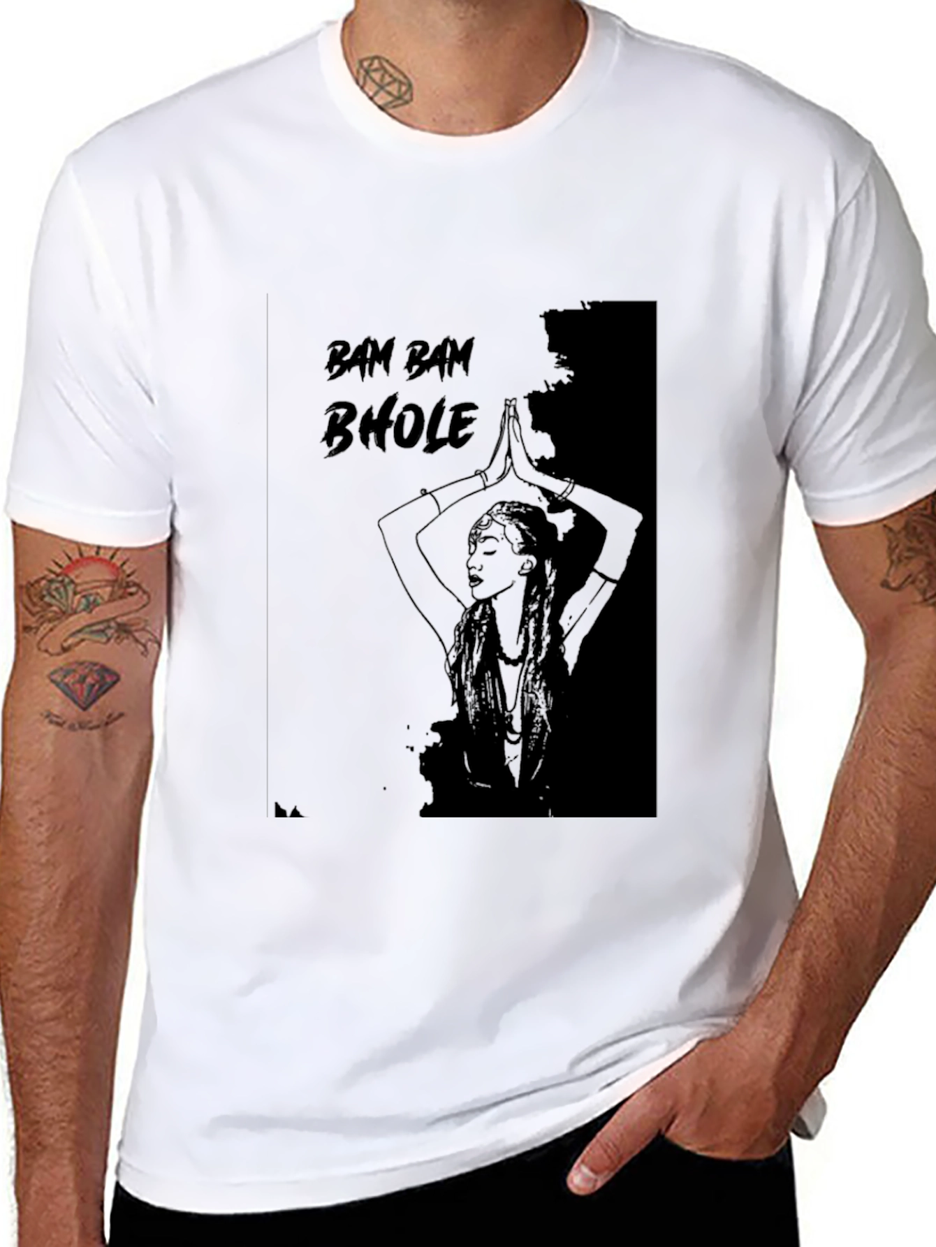 Bam Bam Bhole Graphic Black T-Shirt