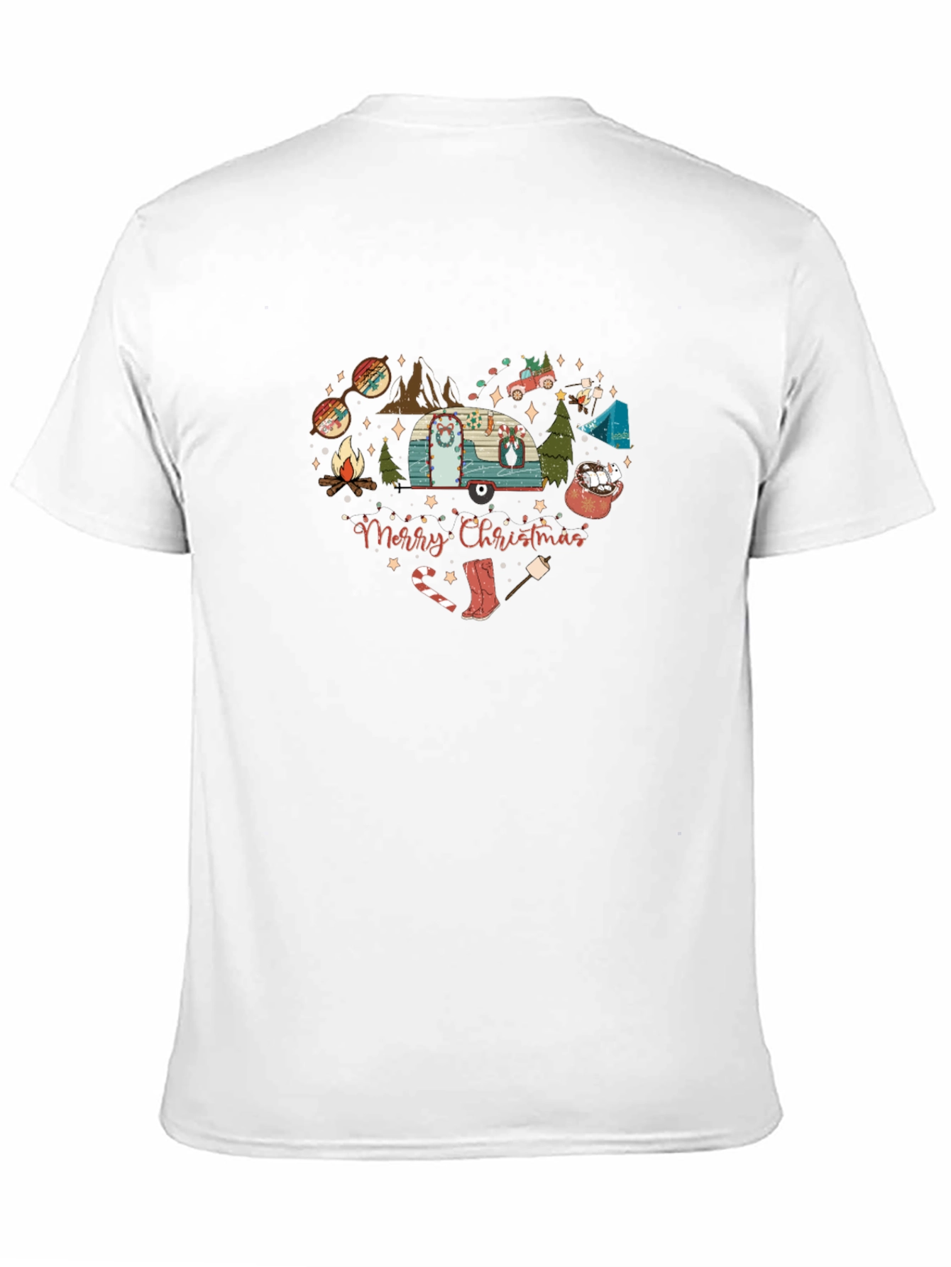 Merry Christmas Camping Heart Graphic T-Shirt