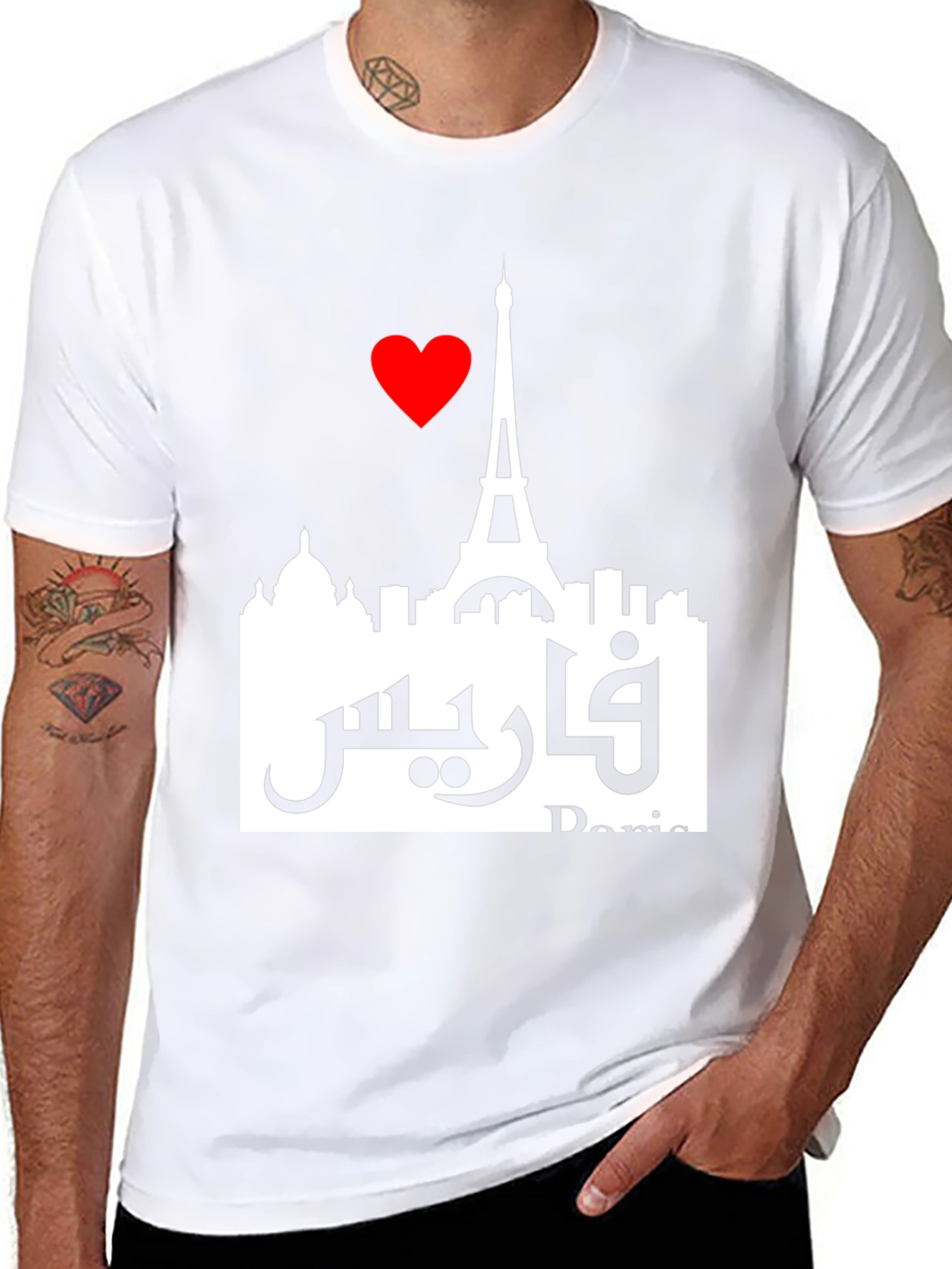Paris Love Graphic Tee - Eiffel Tower Cityscape T-Shirt