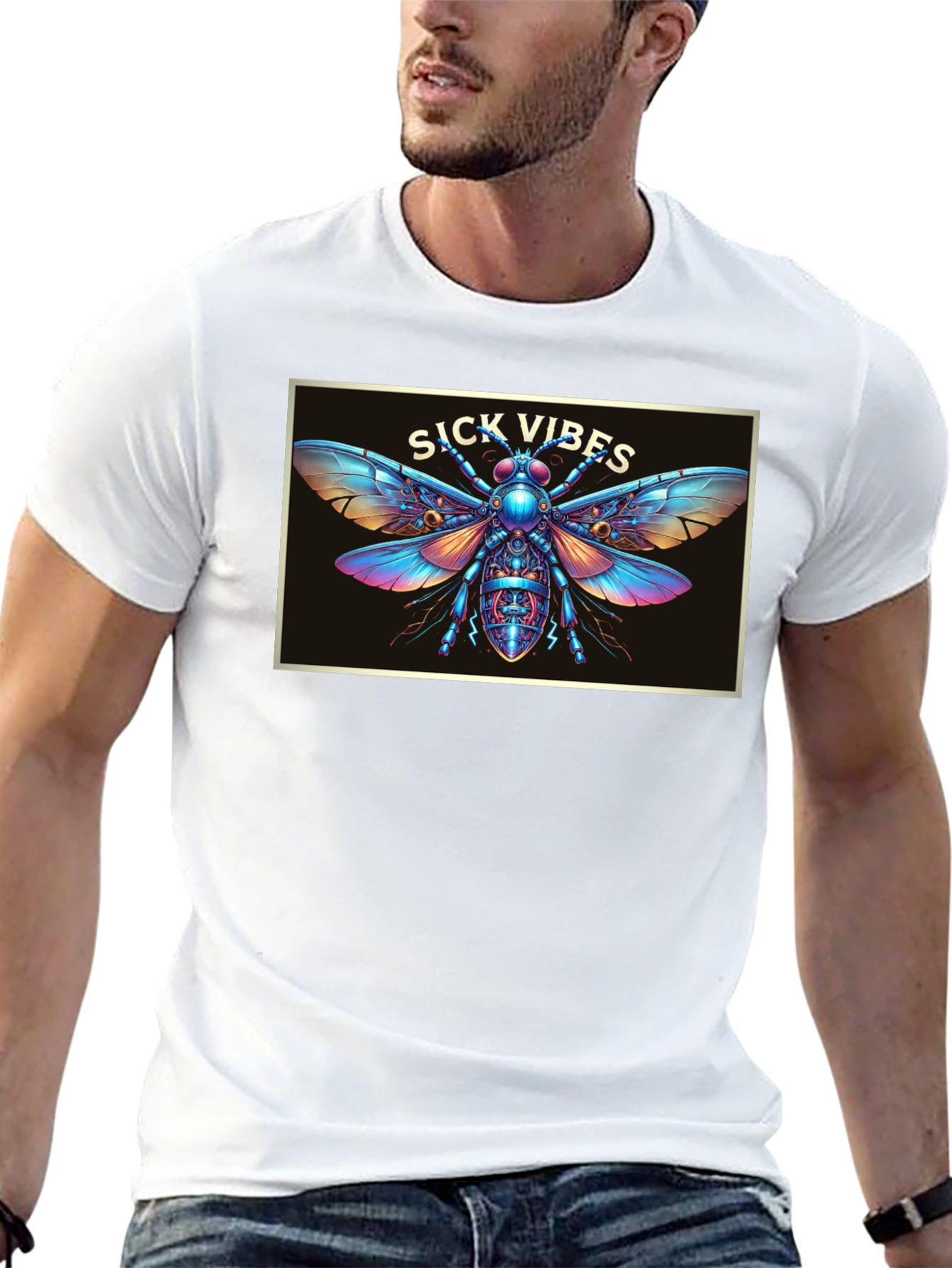 Sick Vibes Graphic T-Shirt - Unique Insect Design