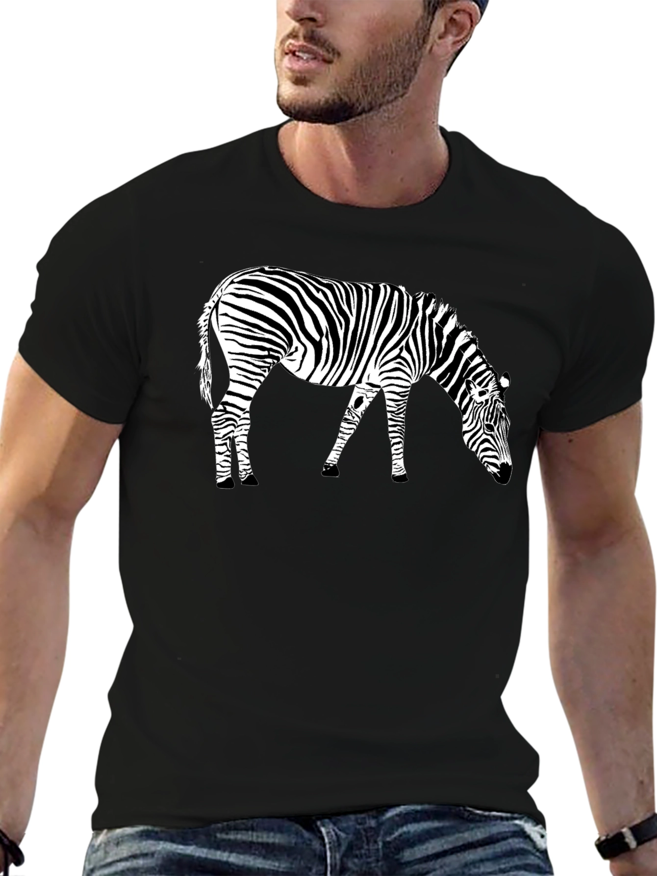 Zebra Graphic Tee - Black Crewneck T-Shirt