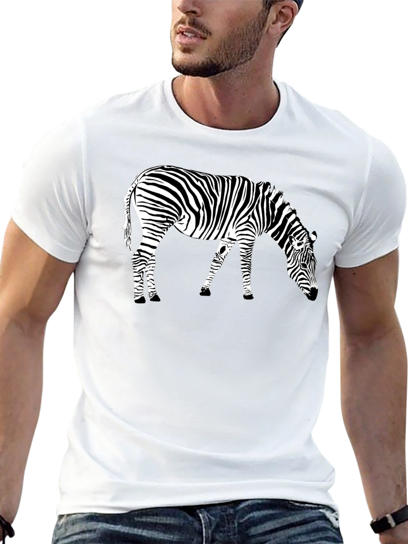 Zebra Graphic Tee - Black Crewneck T-Shirt