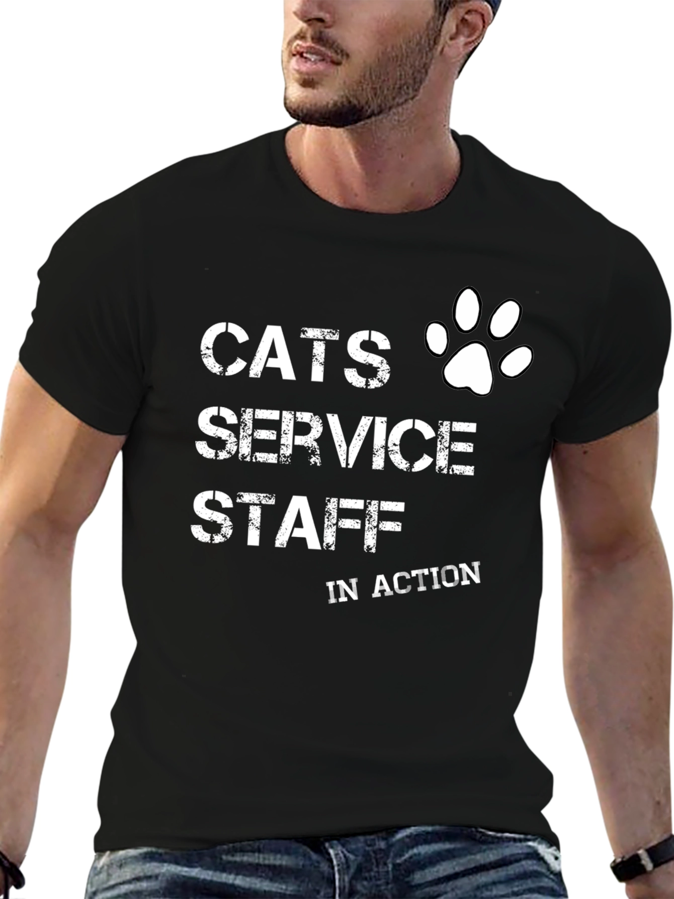 Cats Service Staff T-Shirt - Novelty Cat Lover Tee