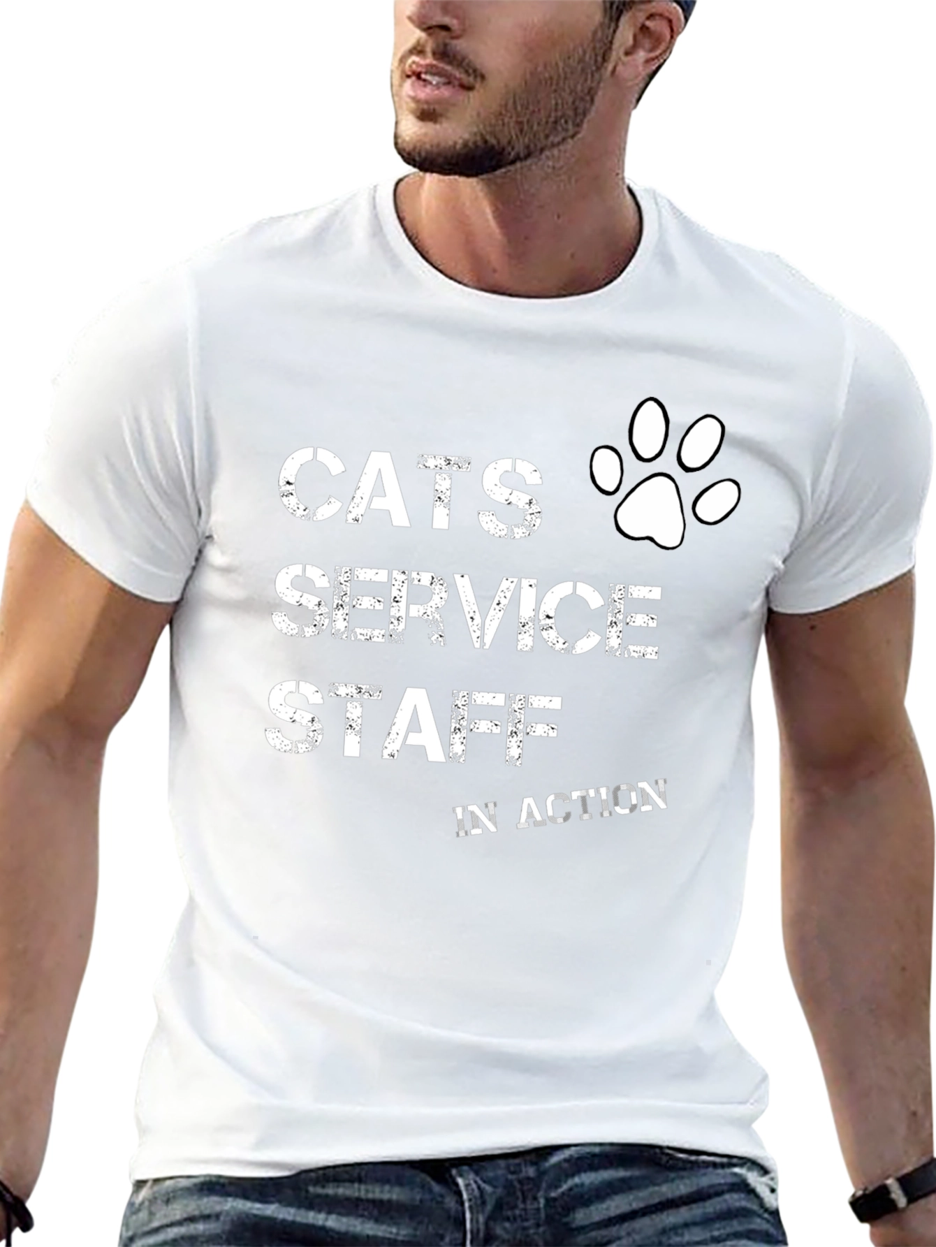 Cats Service Staff T-Shirt - Novelty Cat Lover Tee