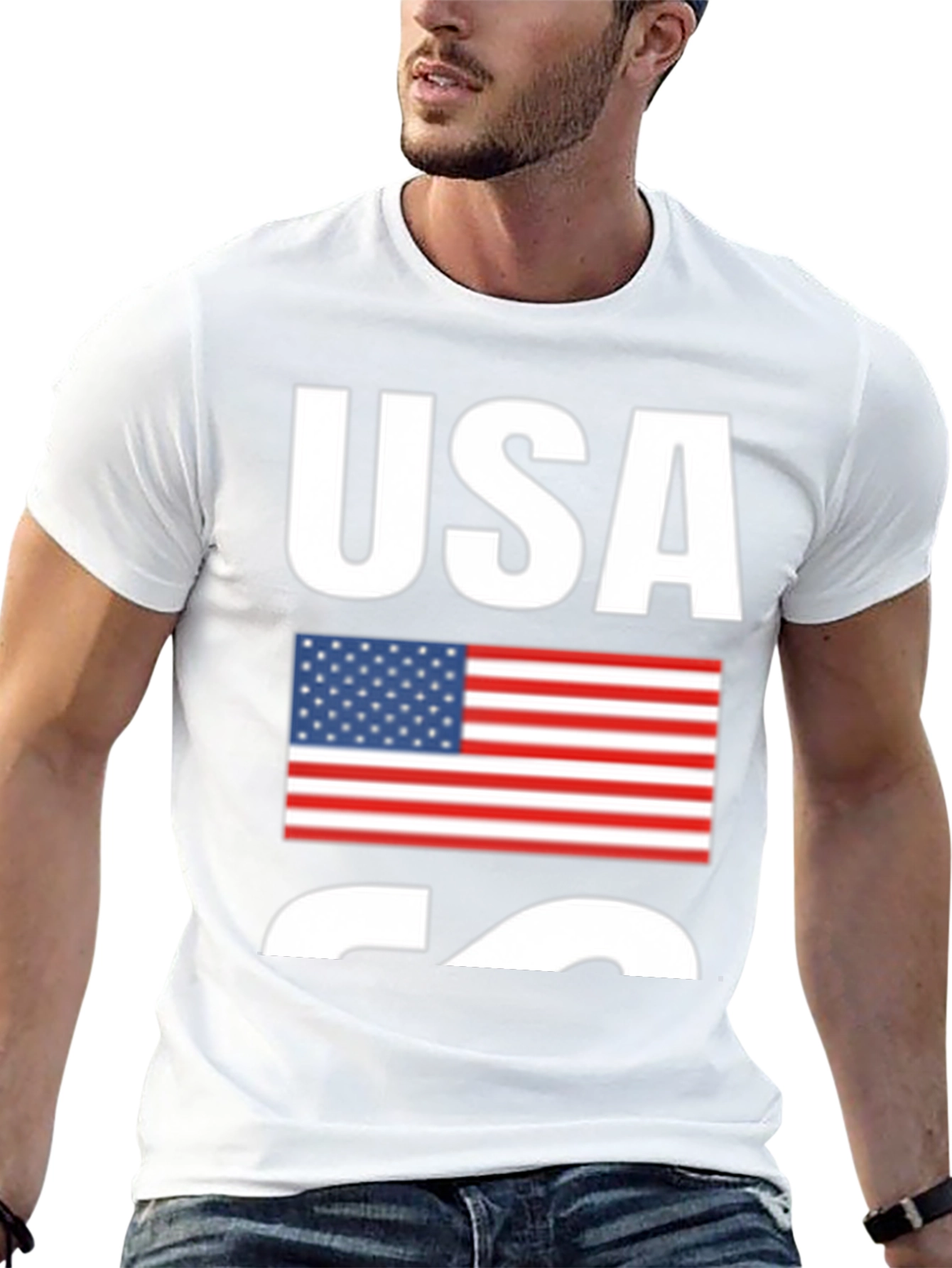 USA Flag Graphic Print Black T-Shirt