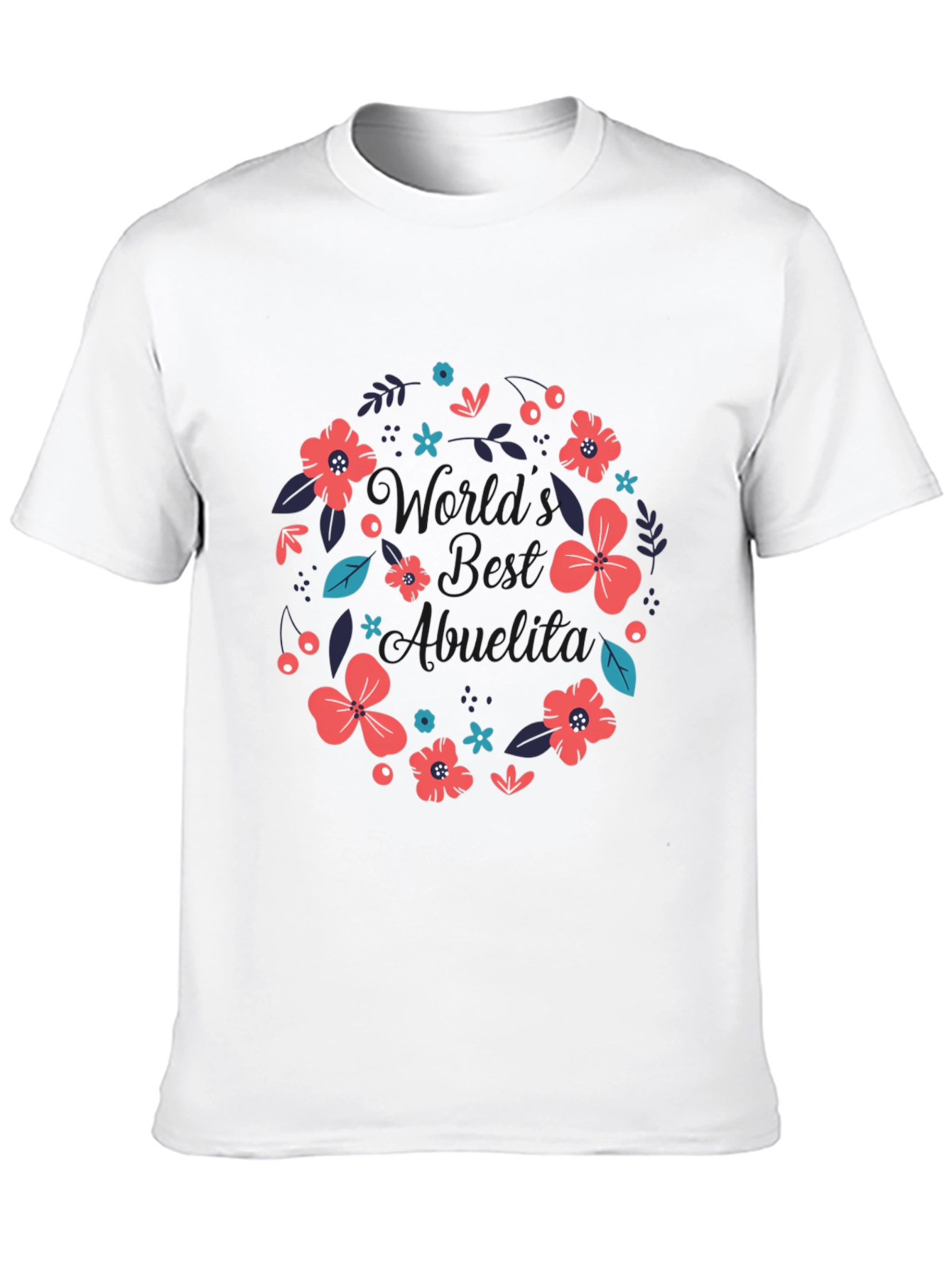 Worlds Best Abuelita Floral Wreath Black T-Shirt