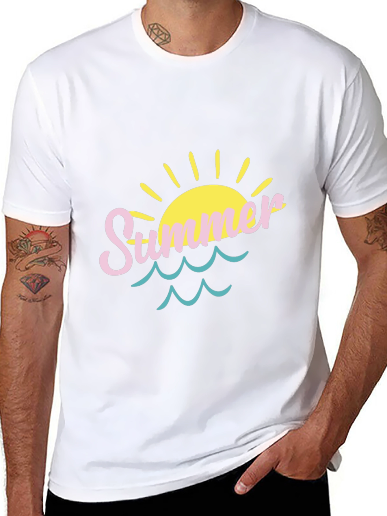 Summer Vibes T-Shirt - Sun & Waves Design