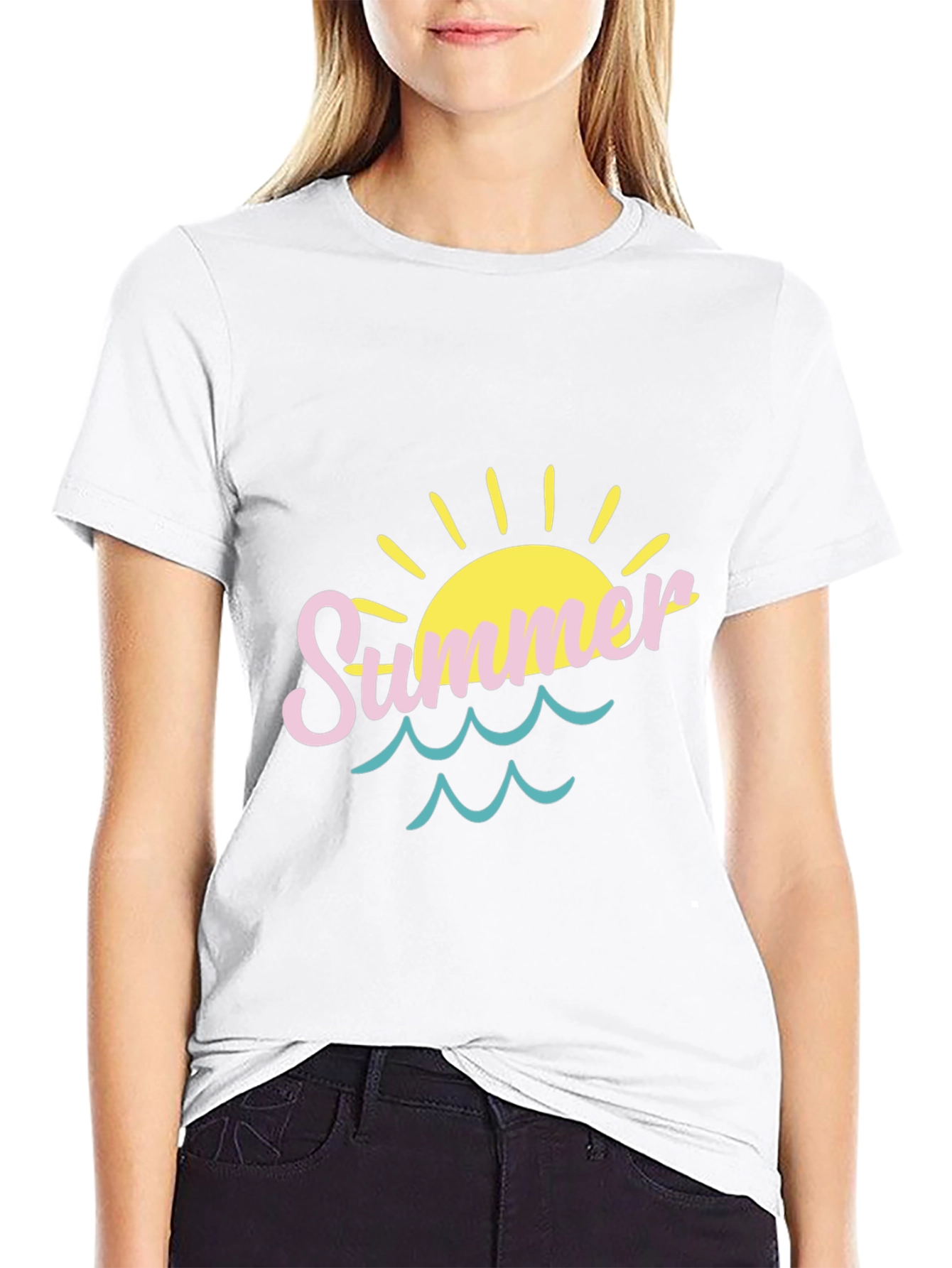 Summer Vibes T-Shirt - Sun & Waves Design