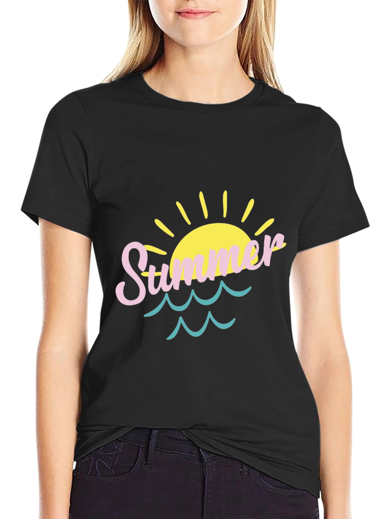 Summer Vibes T-Shirt - Sun & Waves Design