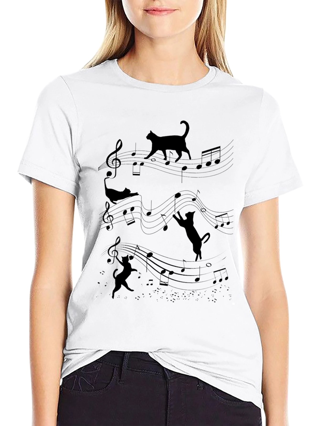 Musical Cats T-Shirt - Black Tee