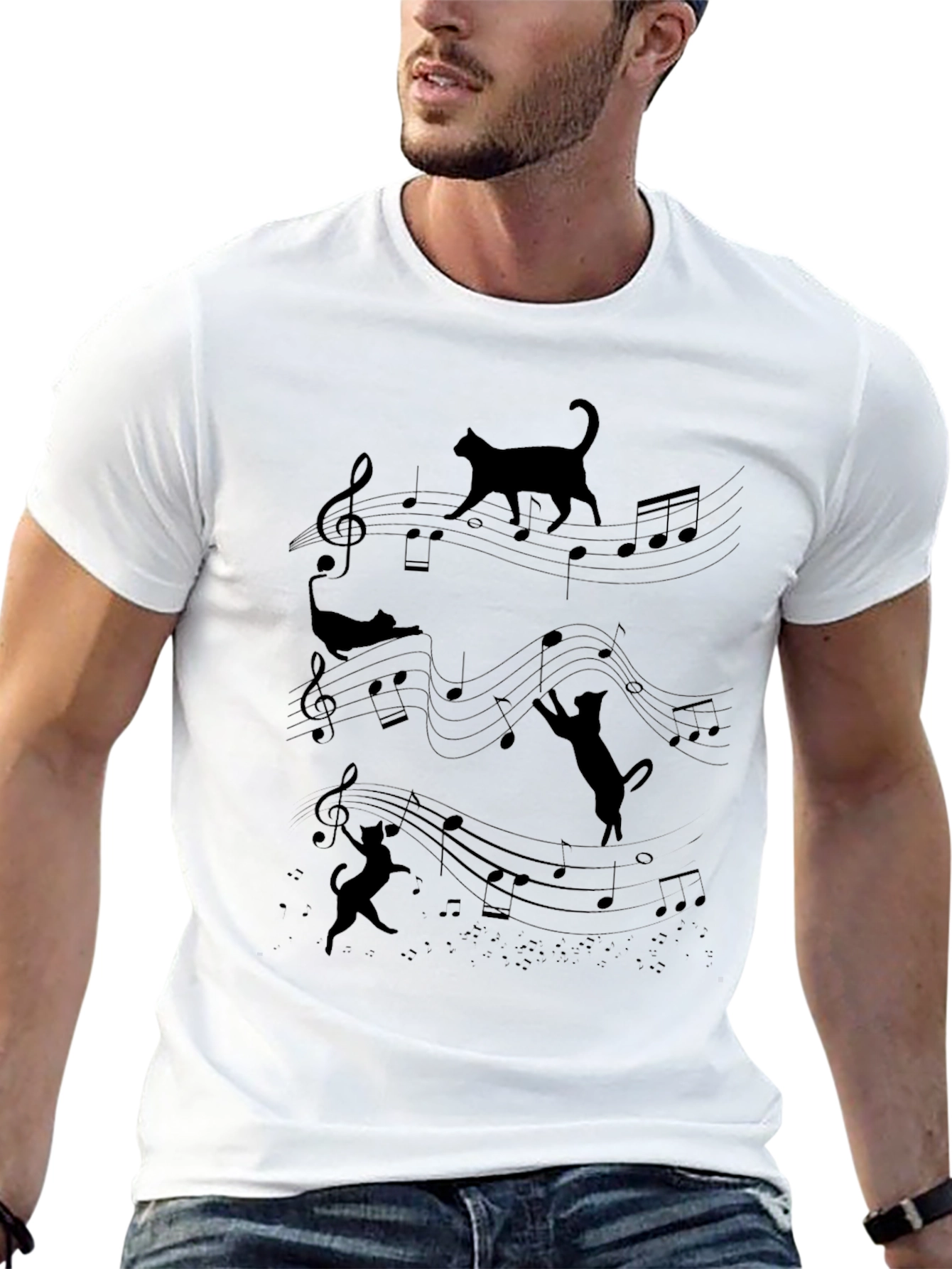 Musical Cats T-Shirt - Black Tee
