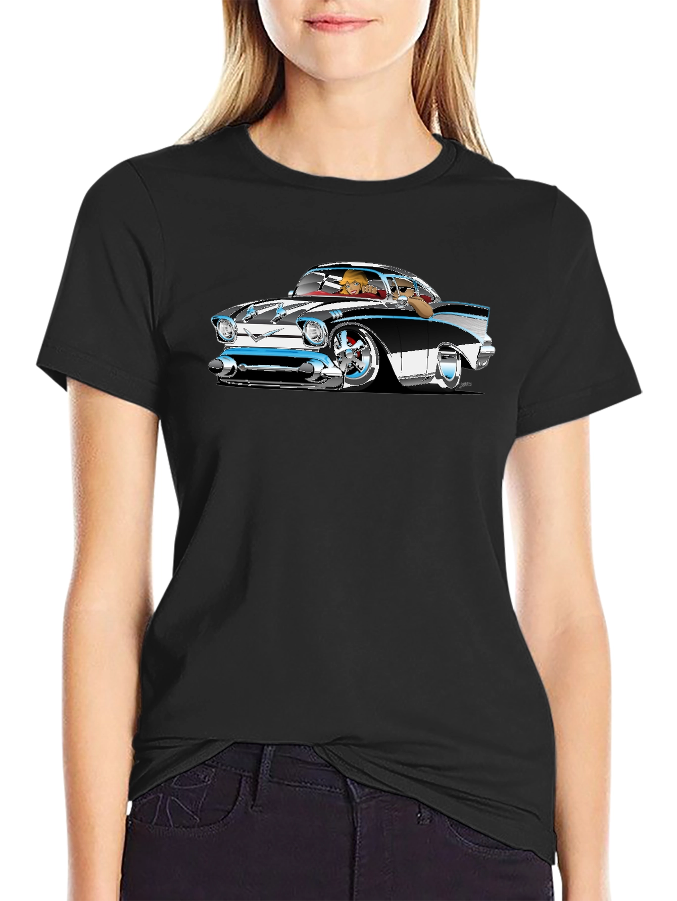 Classic Car Cartoon Graphic T-Shirt