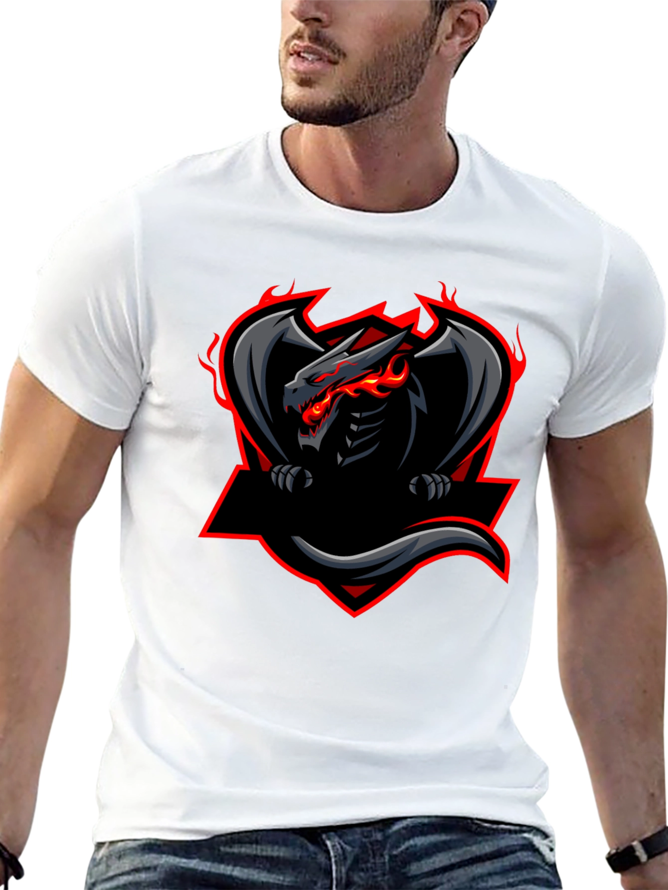 Mens Black Dragon Graphic Tee